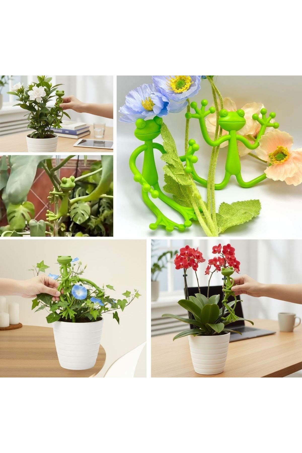 TBL Dekor® Kurbağa Şeklinde Bitki Sabitleyici – Bahçe ve İç Mekan Bitkileri İçin Dal ve Gövde Destek Aparatı, Çok Amaçlı Bitki Tutucu Klips