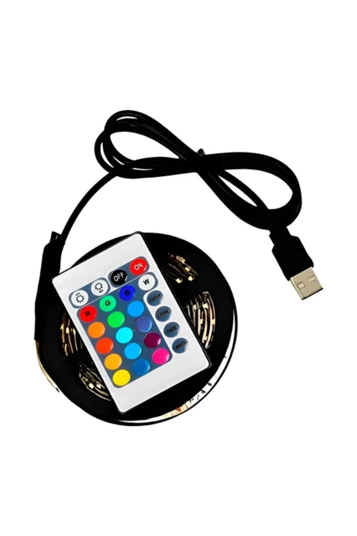 2 Metre Kumandalı USB LED Şerit Işık – Renk Ayarlı Dekoratif Ortam ve Ambiyans Aydınlatması