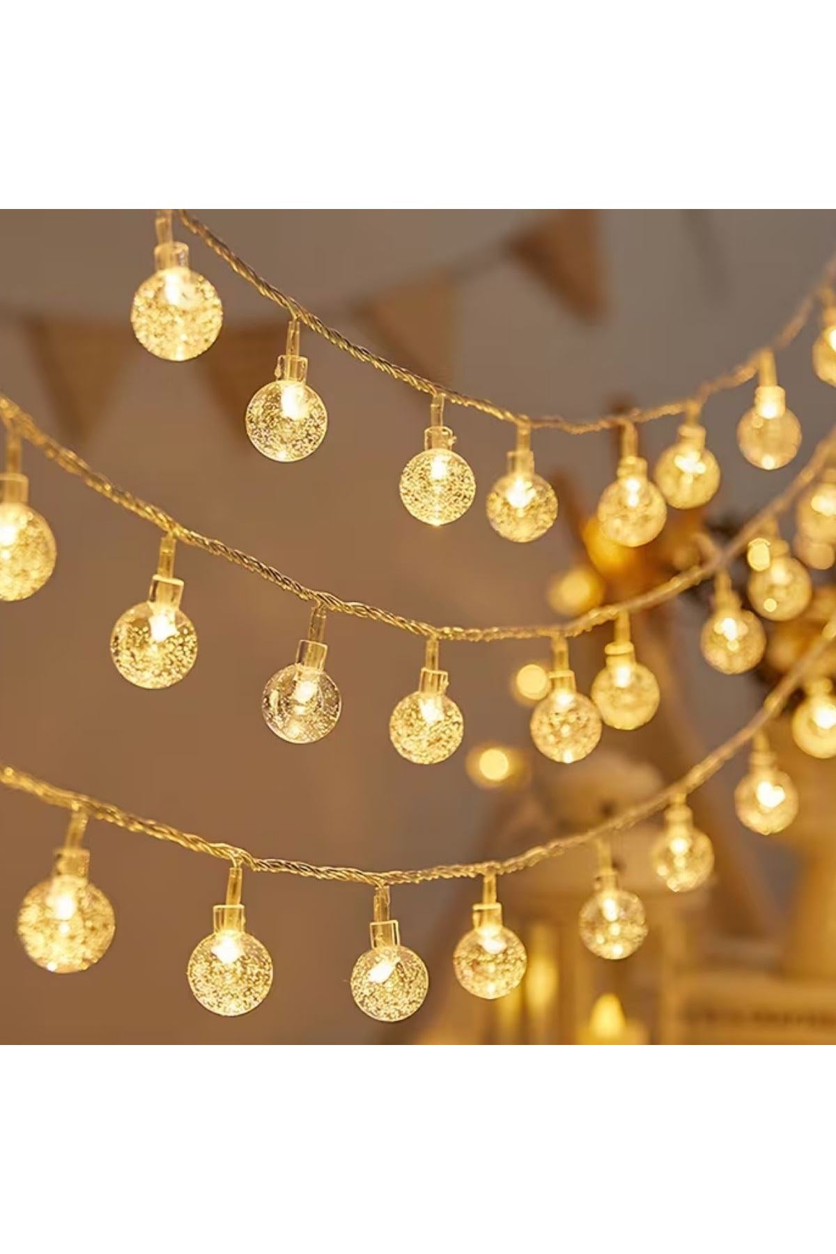 Mini Boncuk Detaylı 3.5 Metre USB LED Işık – 20 LED’li Dekoratif Ortam Aydınlatması