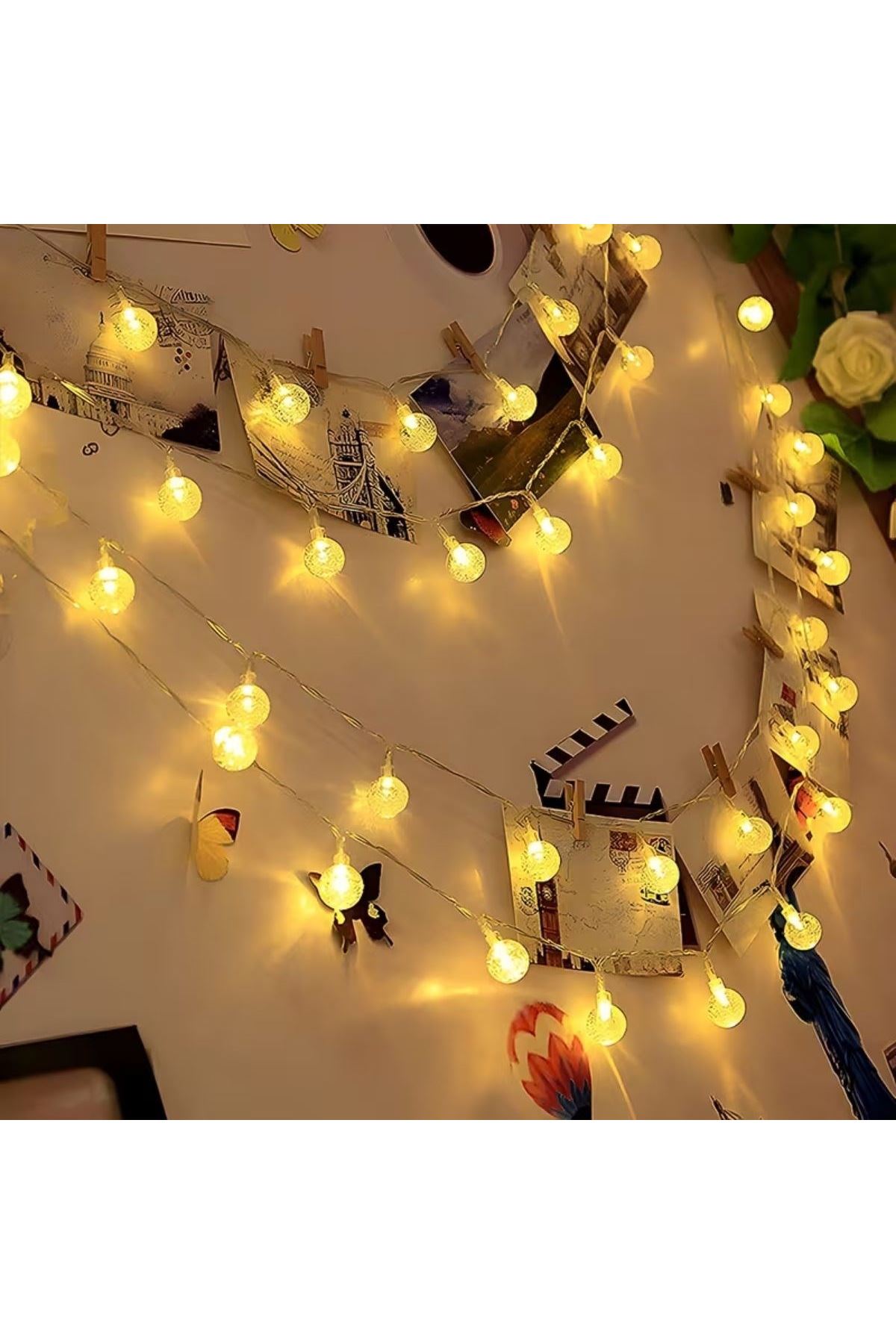Mini Boncuk Detaylı 3.5 Metre USB LED Işık – 20 LED’li Dekoratif Ortam Aydınlatması