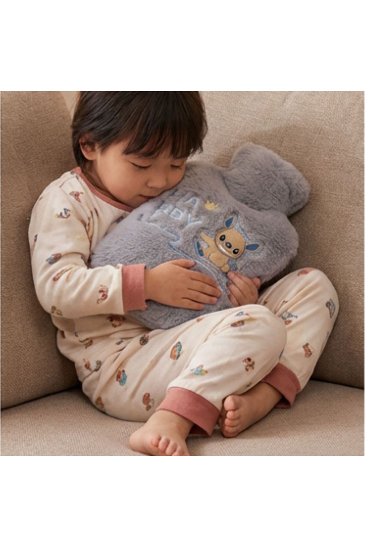 Mutlu Robot Hayvan Figürlü Gri Peluş Sıcak Su Torbası 1 Lt – Yumuşak Kılıf, Uzun Süre Sıcak Tutan Termal Su Torbası