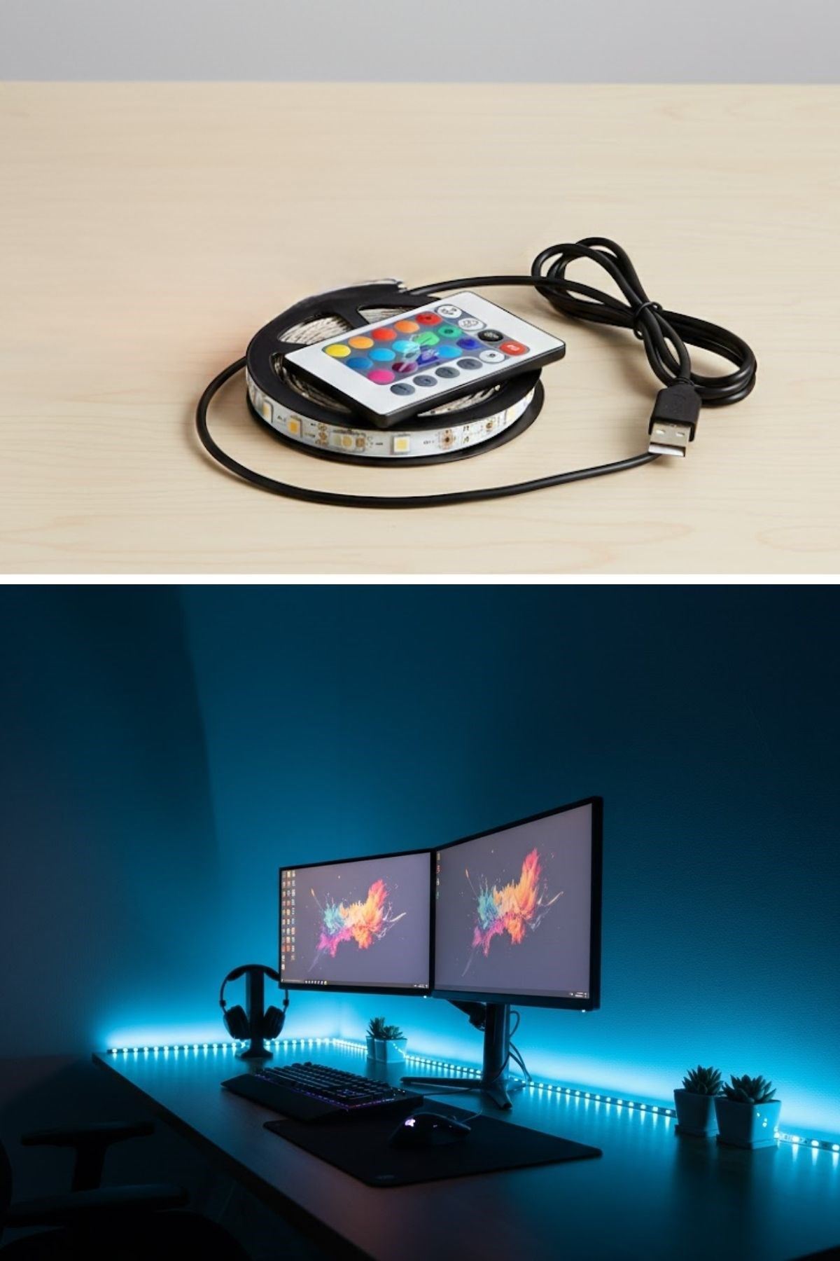 2 Metre Kumandalı USB LED Şerit Işık – Renk Ayarlı Dekoratif Ortam ve Ambiyans Aydınlatması