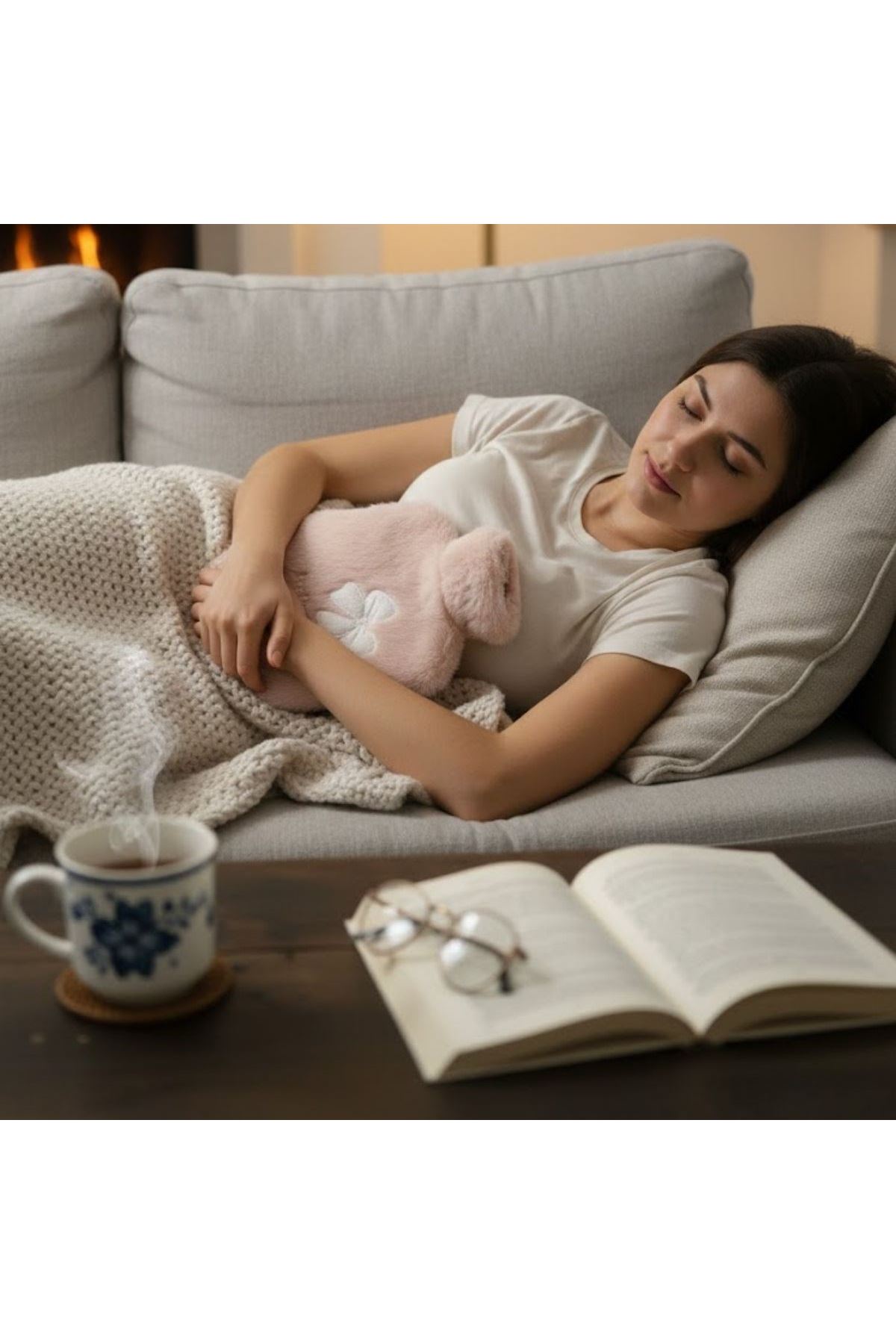 Hello Everyone Yazılı Kurdeleli Pembe Peluş Sıcak Su Torbası 1 Lt – Yumuşak Kılıf, Uzun Süre Sıcak Tutan Termal Su Torbası