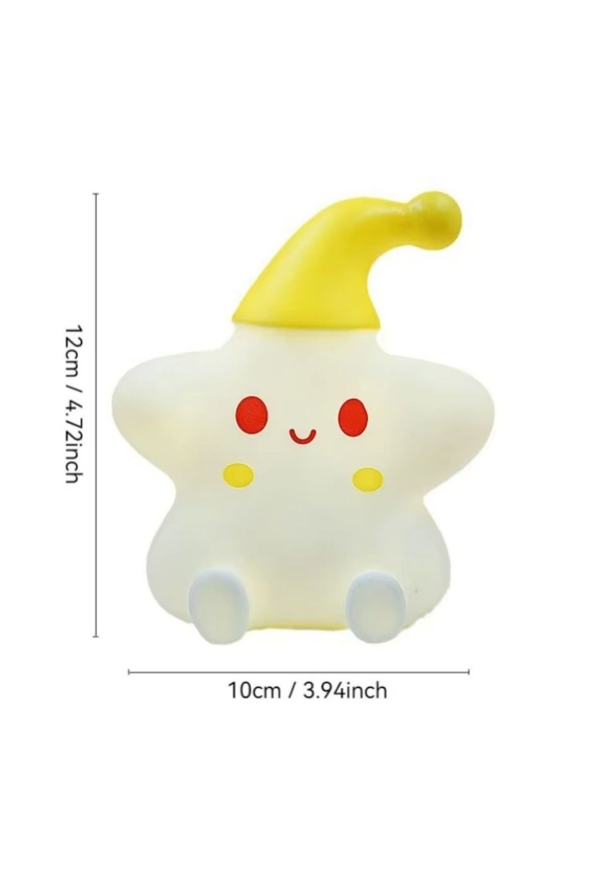 Yıldız Figürlü Pofuduk LED Gece Lambası – Yumuşak Dokulu Masaüstü Aydınlatma, Çocuk Odası ve Dekoratif Şarjlı Ortam Işığı