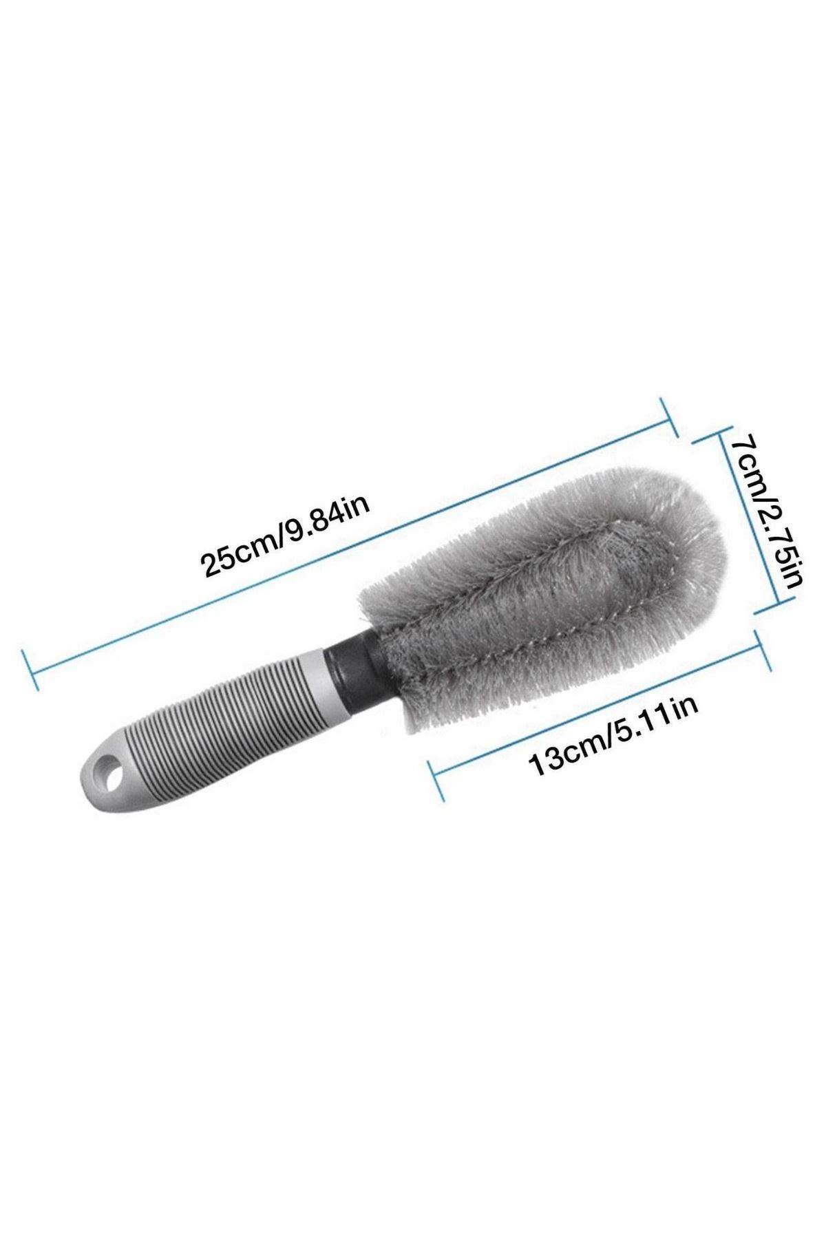 Gri Oto Jant Temizleme Fırçası – Ergonomik Saplı, Lastik ve Jant Detay Temizliği İçin Güçlü Kıllı Fırça