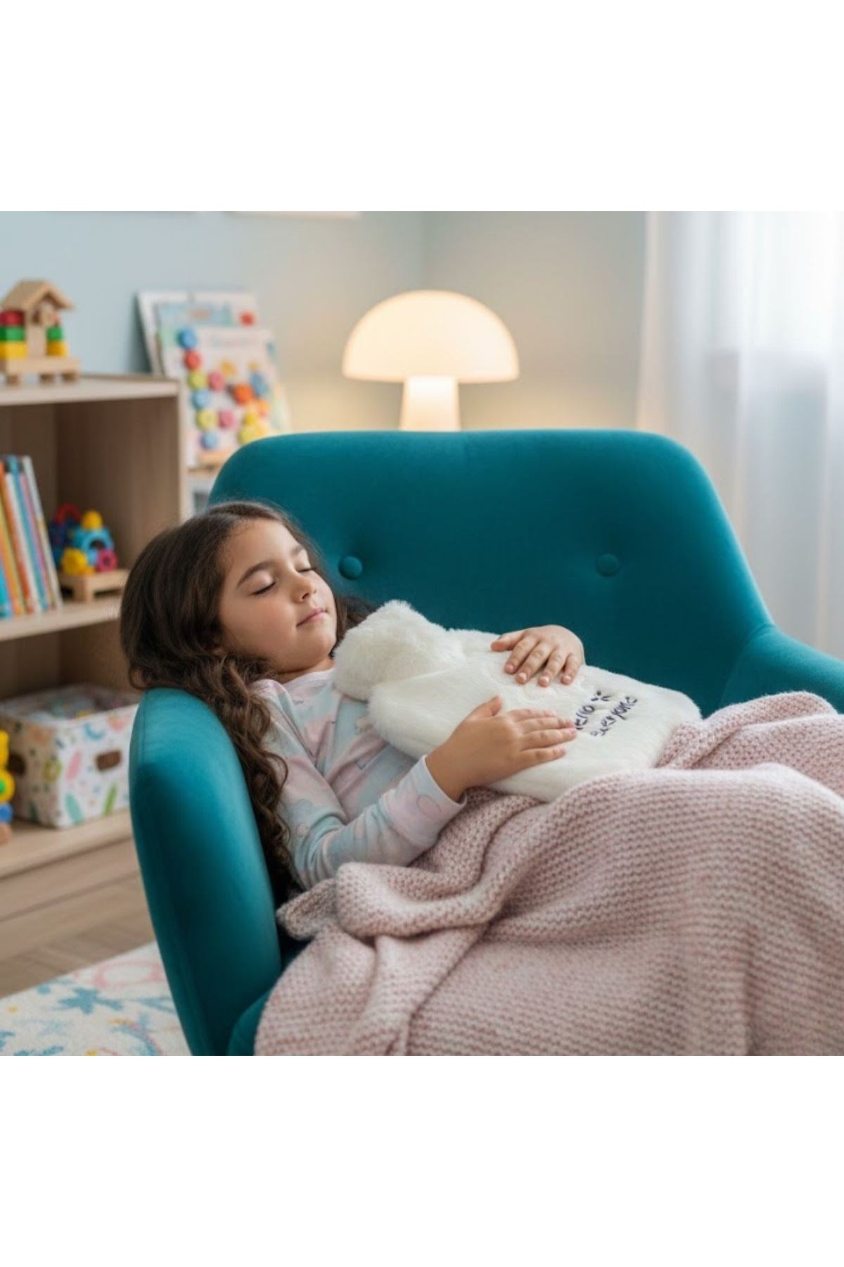 Hello Everyone Yazılı Kurdeleli Beyaz Peluş Sıcak Su Torbası 1 Lt – Yumuşak Kılıf, Uzun Süre Sıcak Tutan Termal Su Torbası