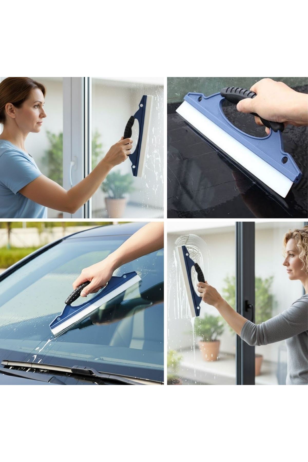 Çok Amaçlı Cam Çekçeği–Araç Camı, Duşakabin, Fayans ve Ayna İçin Leke Temizleme Aparatı