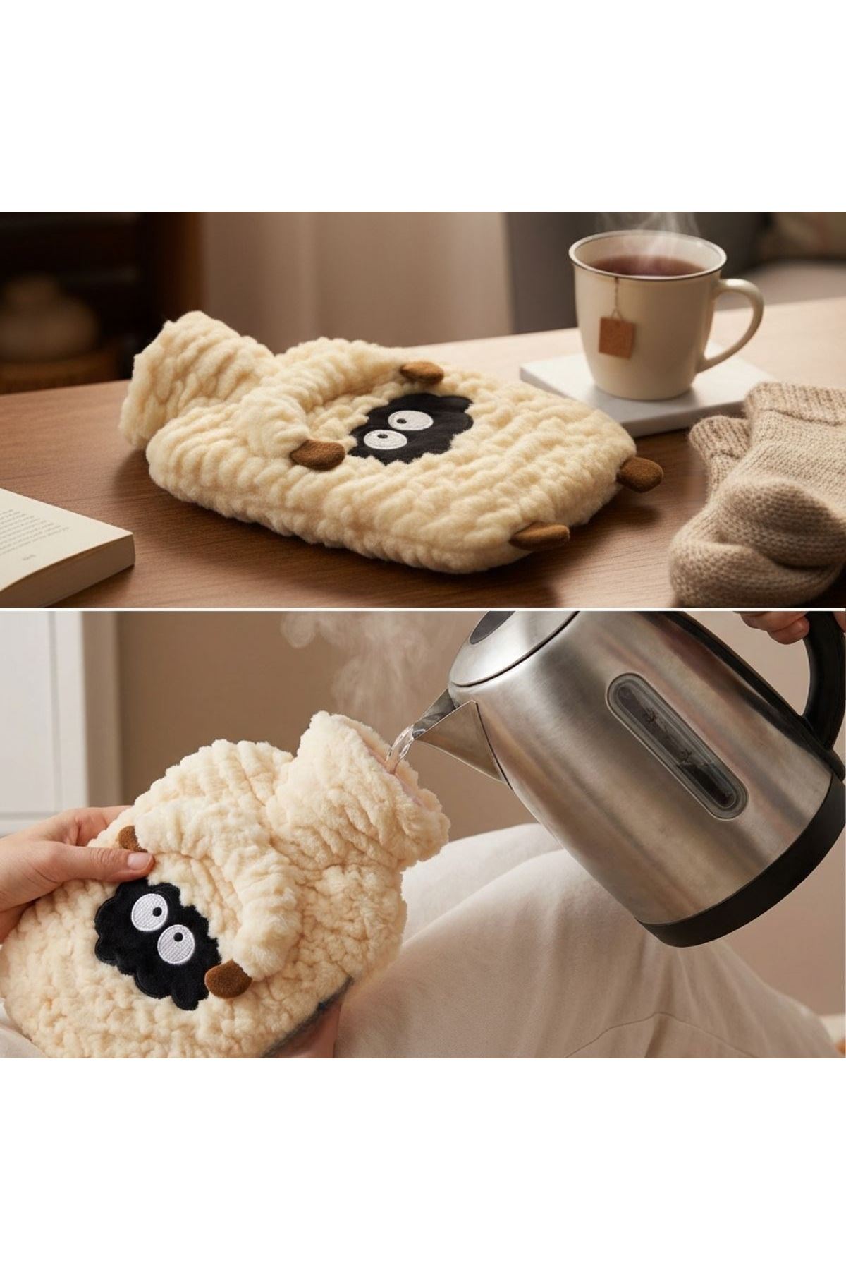 Kuzucuk Figürlü Peluş Sıcak Su Torbası 1 Lt – Yumuşak Kılıf, Uzun Süre Sıcak Tutan Termal Su Torbası