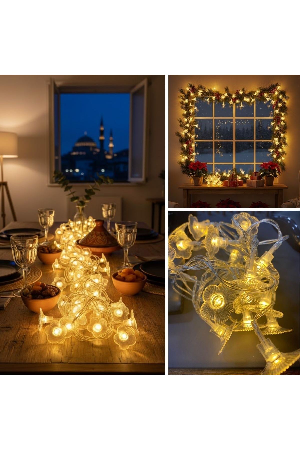 Çiçek Desenli 3.5 Metre USB LED Işık – 20 LED’li Dekoratif Ortam Aydınlatması
