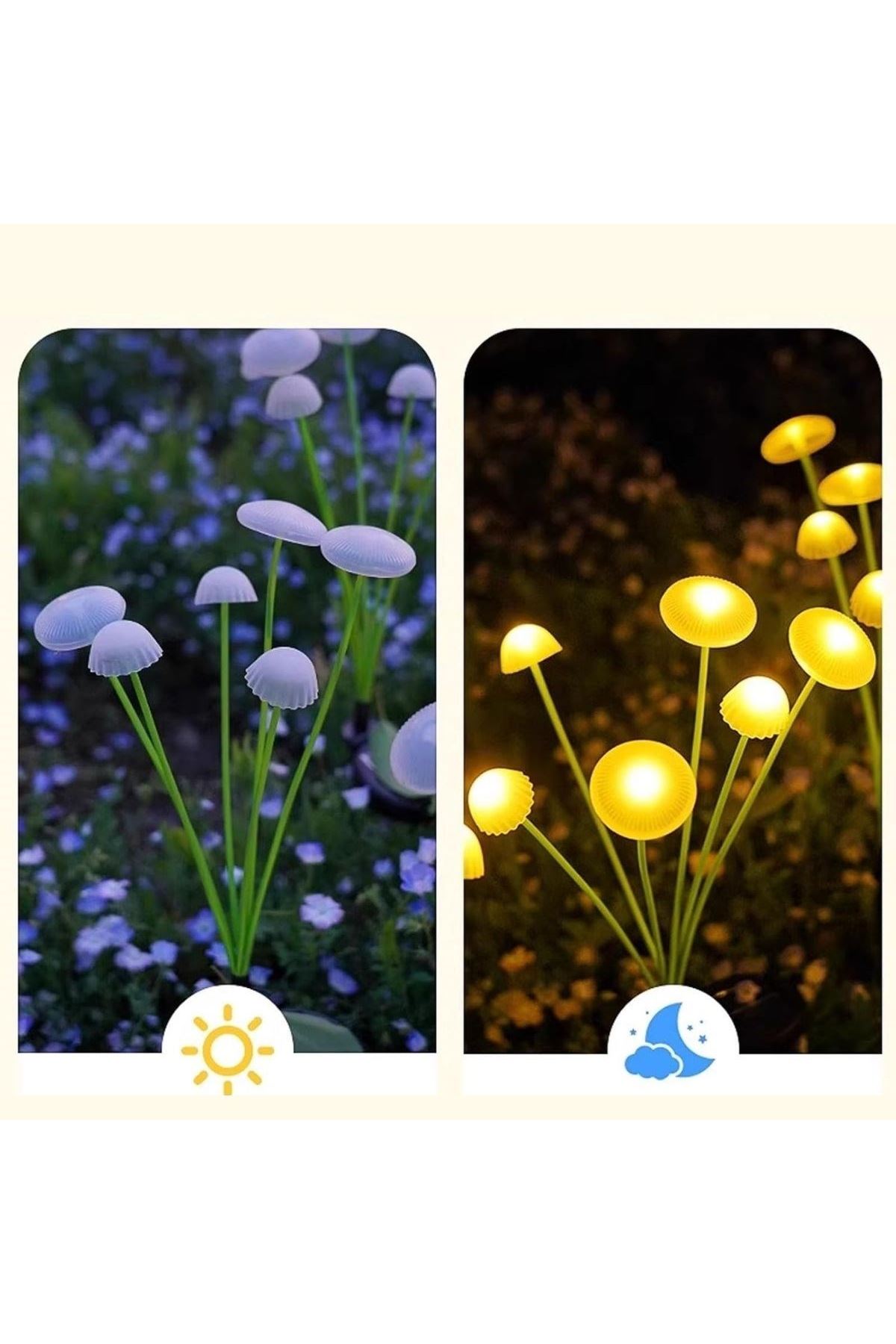 2 Adet Plastik Mantar Solar Bahçe Lambası – Güneş Enerjili LED Dış Mekan Aydınlatma, Otomatik Sensörlü Dekoratif Bahçe Işığı