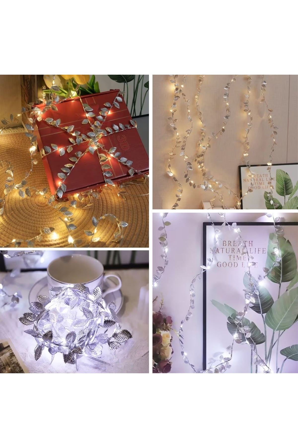 3 Metre Yaldızlı Gümüş LED Işık – Dekoratif Ortam ve Yılbaşı Aydınlatması