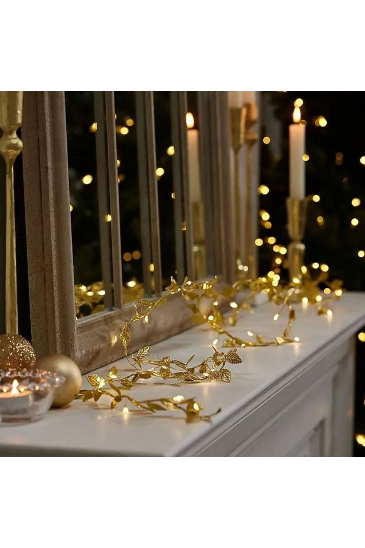 3 Metre Yaldızlı Gold LED Işık – Dekoratif Ortam ve Yılbaşı Aydınlatması