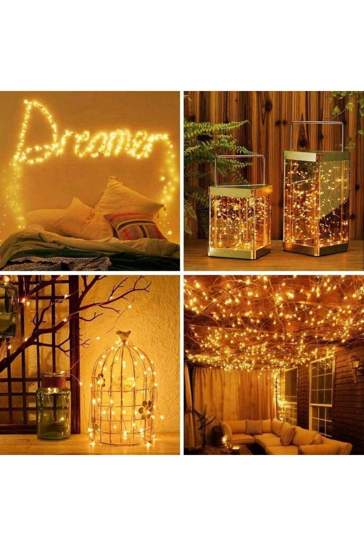 Sarı Peri LED Flaşlı Işık – 10 Metre Dekoratif Oda ve Organizasyon Aydınlatması