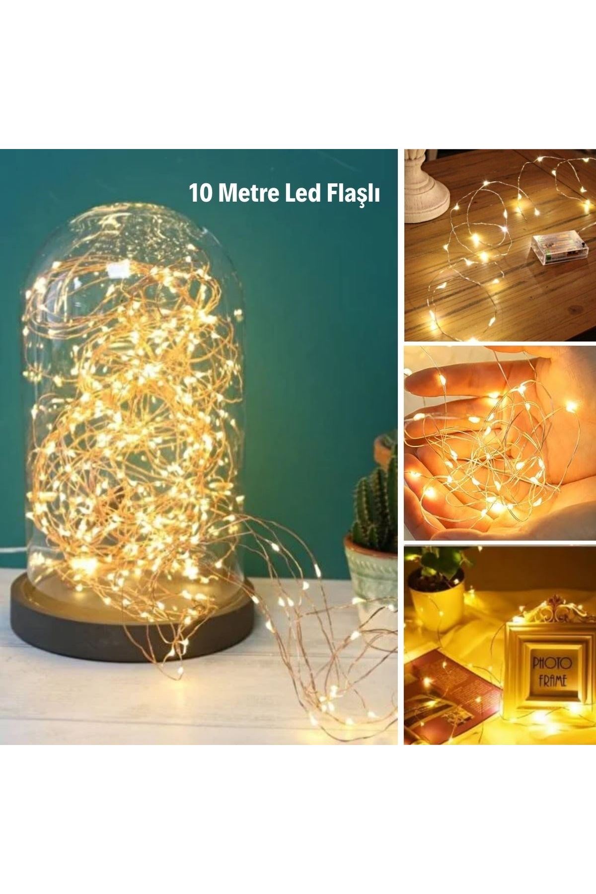 Sarı Peri LED Flaşlı Işık – 10 Metre Dekoratif Oda ve Organizasyon Aydınlatması