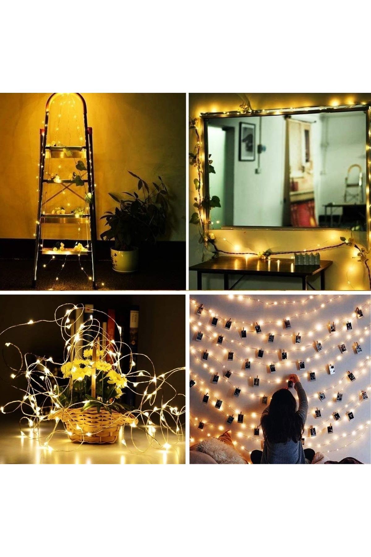 Sarı Peri LED Flaşlı Işık – 3 Metre Dekoratif Oda ve Organizasyon Aydınlatması