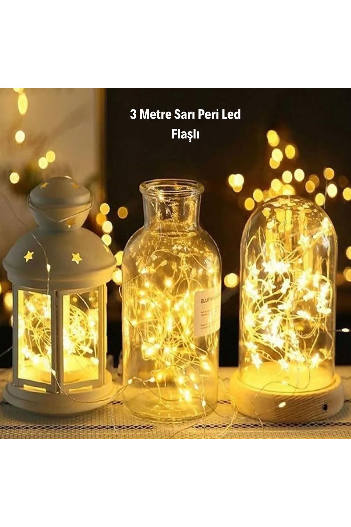 Sarı Peri LED Flaşlı Işık – 3 Metre Dekoratif Oda ve Organizasyon Aydınlatması