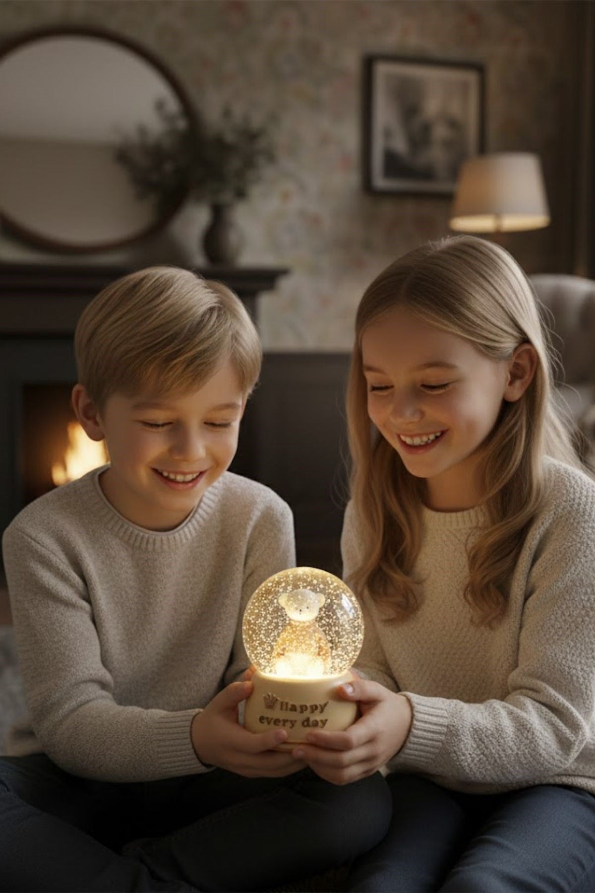 Pilli Işıklı Müzikli Kar Küresi–Sevimli Ayıcık Figürlü Eğlenceli Masaüstü Biblo, LED Aydınlatmalı Dekoratif Hediyelik Kar Küresi