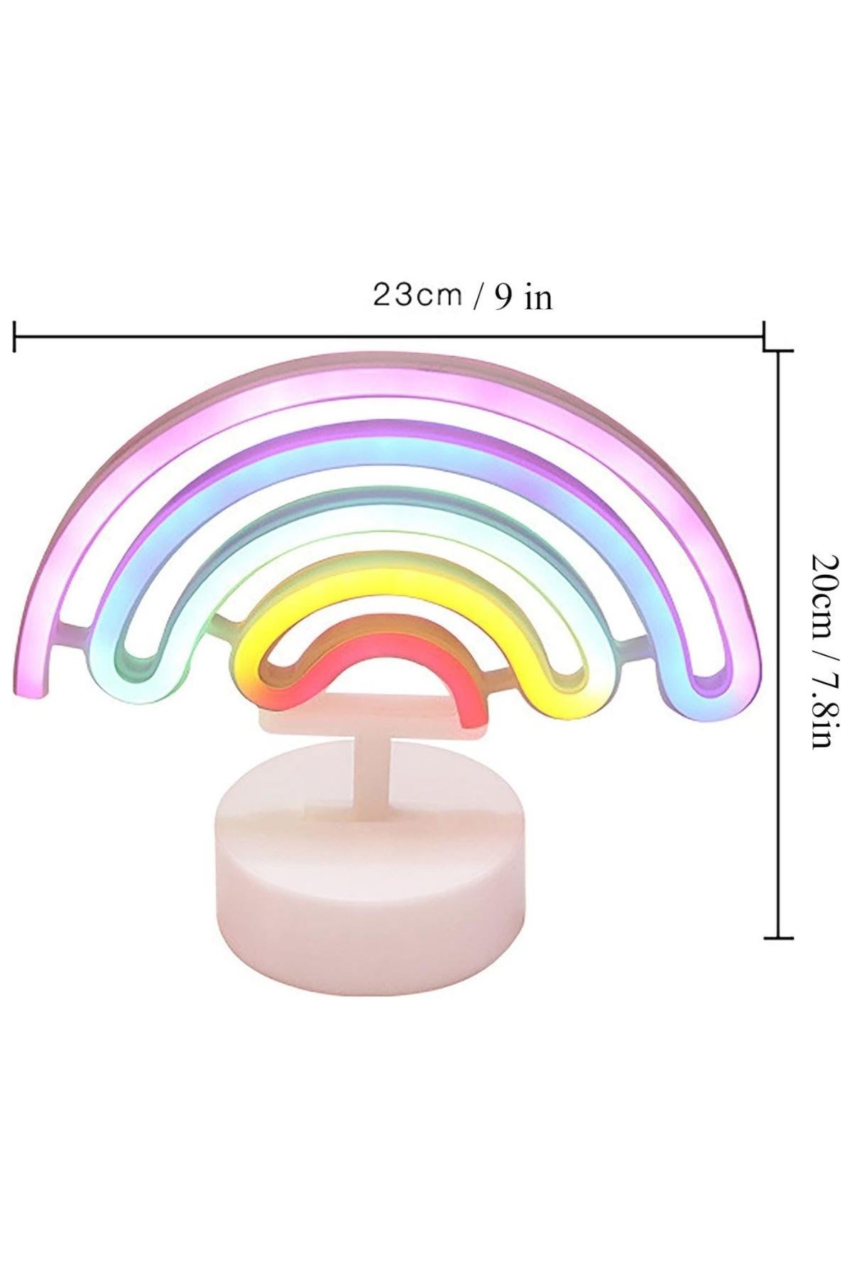 Plastik Gökkuşağı Neon LED Işık – Dekoratif Renkli Masaüstü ve Ambiyans Aydınlatması
