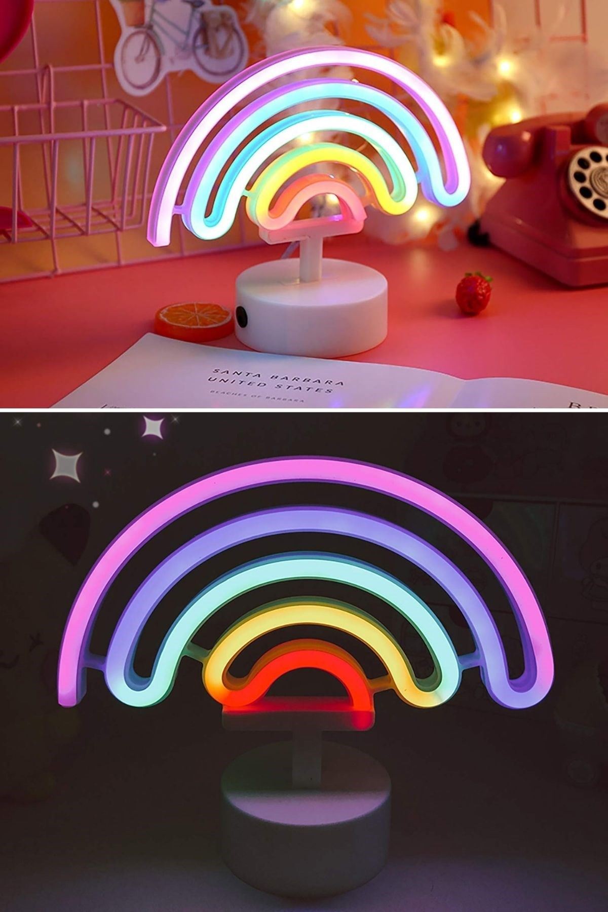 Plastik Gökkuşağı Neon LED Işık – Dekoratif Renkli Masaüstü ve Ambiyans Aydınlatması