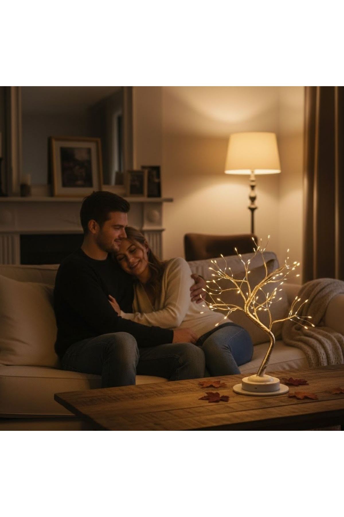 Masaüstü Peri Ağaç LED Lamba – Gün Işığı Rengi, 3 Kademeli Işık Ayarlı, Şarjlı Dekoratif Ortam Aydınlatması