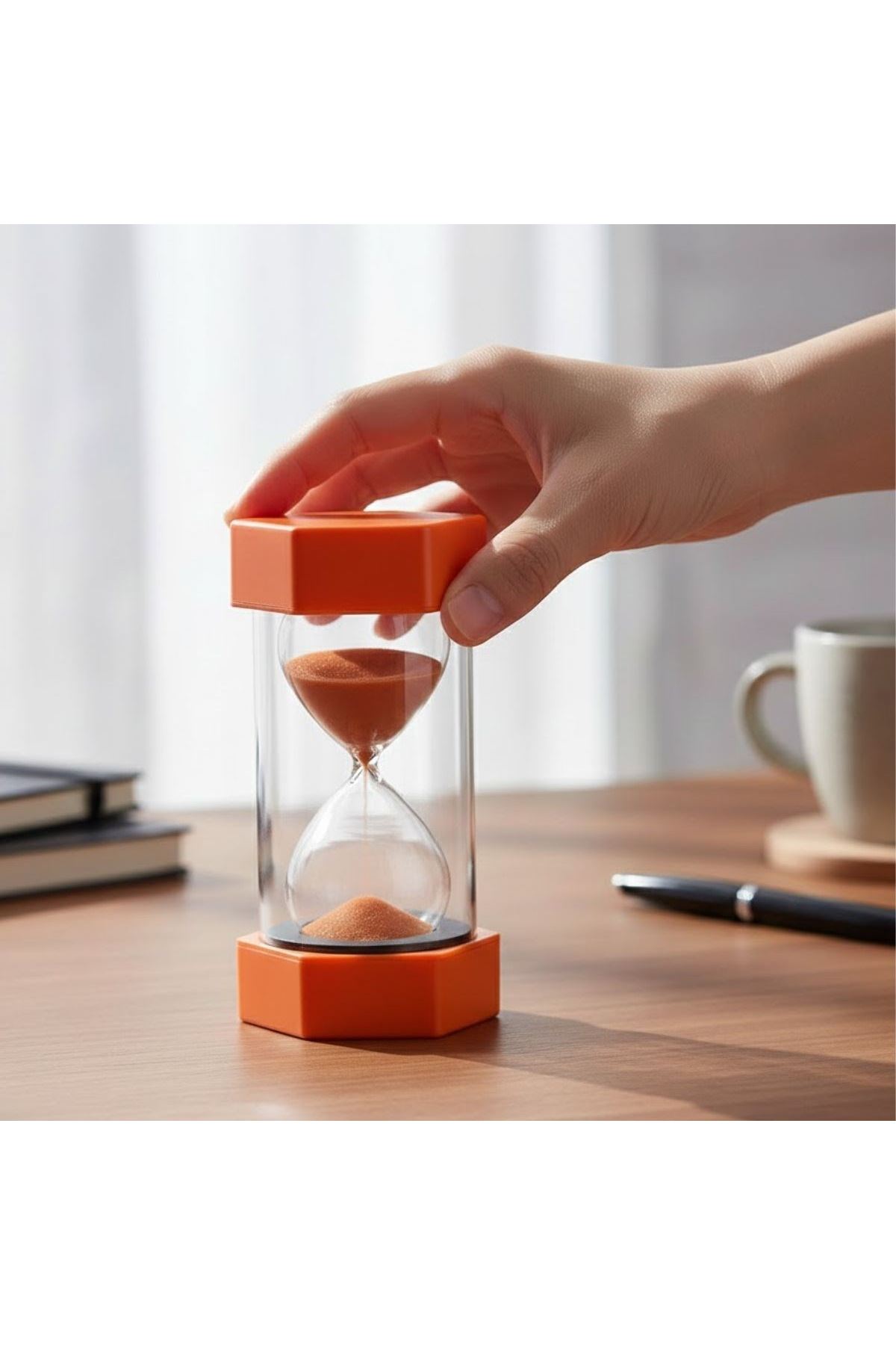 Renkli Cam Kum Saati – Dekoratif Masaüstü Zaman Ölçer, Estetik Ofis ve Ev Aksesuarı