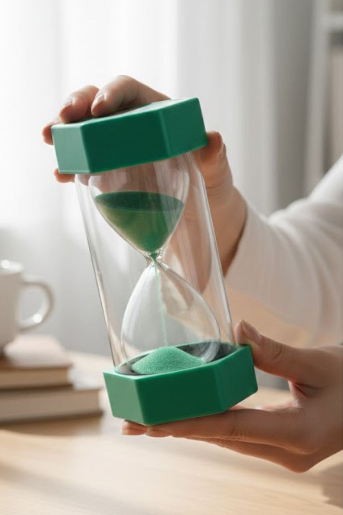 Renkli Cam Kum Saati – Dekoratif Masaüstü Zaman Ölçer, Estetik Ofis ve Ev Aksesuarı