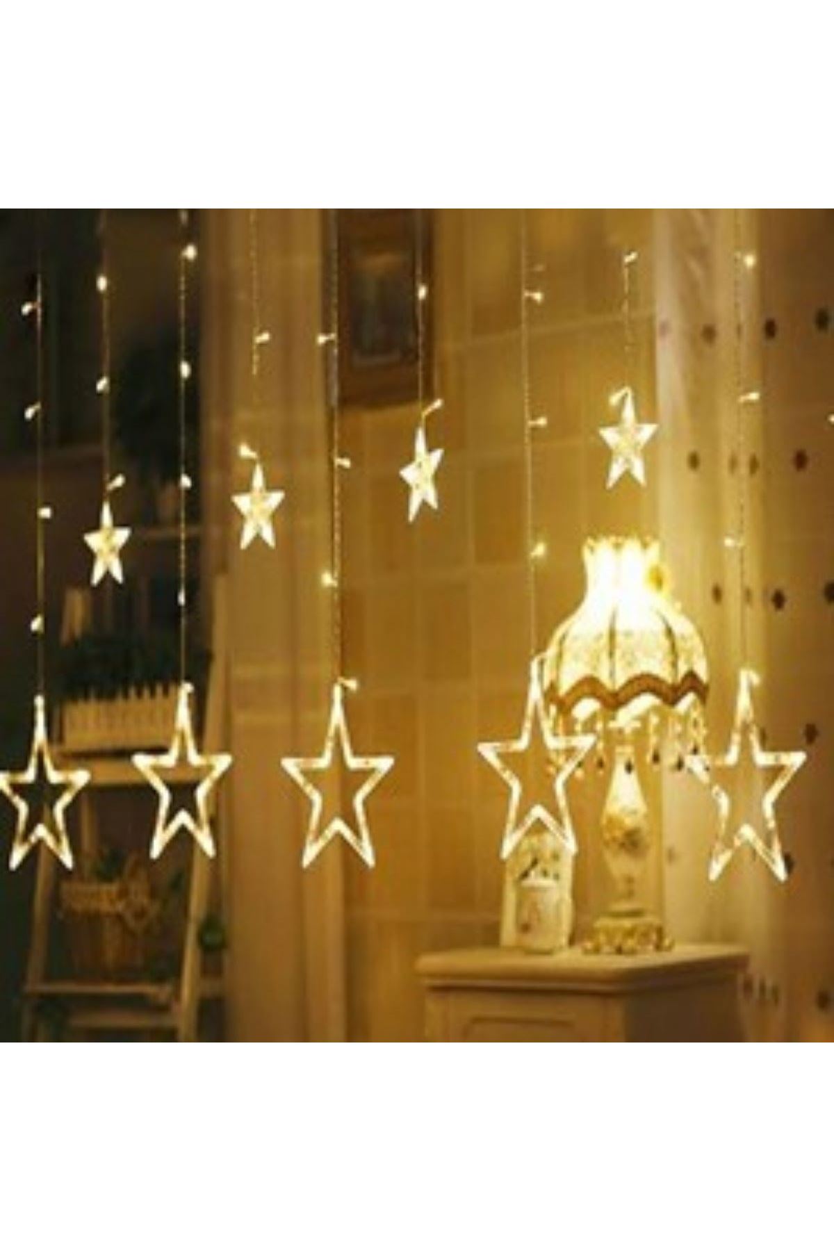 Kumandalı Yıldız Figürlü 12 Sarkıtlı 120 LED Uzaktan Kumandalı Dekor Işık – Masaüstü ve Ortam Aydınlatması