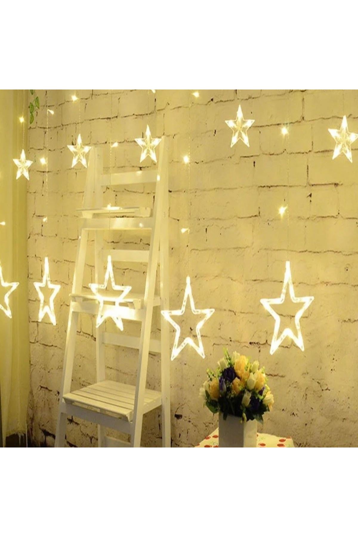 Kumandalı Yıldız Figürlü 12 Sarkıtlı 120 LED Uzaktan Kumandalı Dekor Işık – Masaüstü ve Ortam Aydınlatması