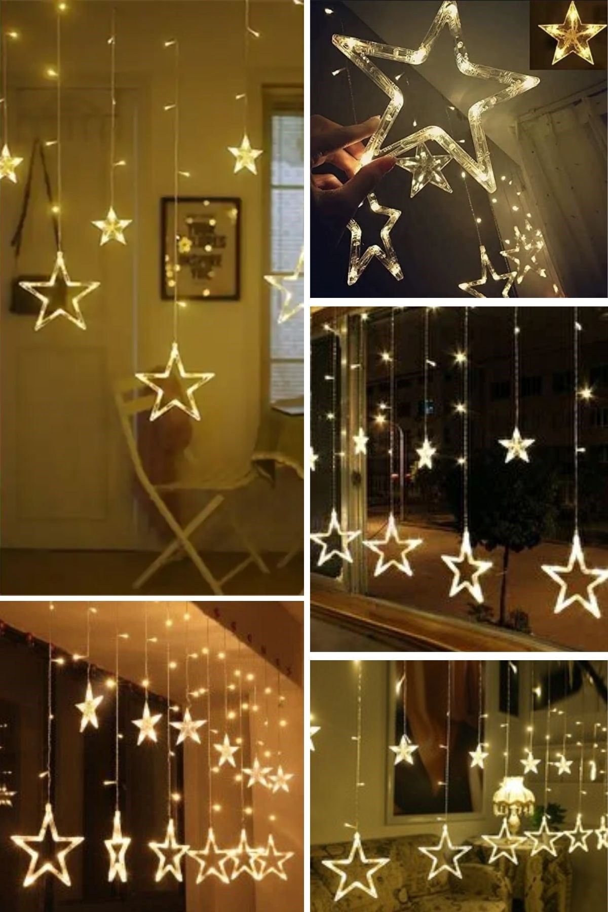 Kumandalı Yıldız Figürlü 12 Sarkıtlı 120 LED Uzaktan Kumandalı Dekor Işık – Masaüstü ve Ortam Aydınlatması