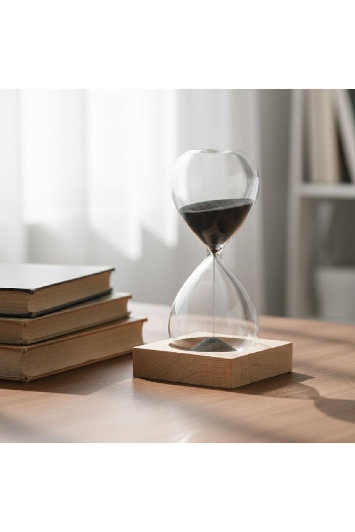 Mıknatıslı Cam Kum Saati – Dekoratif Metal Tabanlı, Manyetik Kum Akışlı Masaüstü Zaman Ölçer