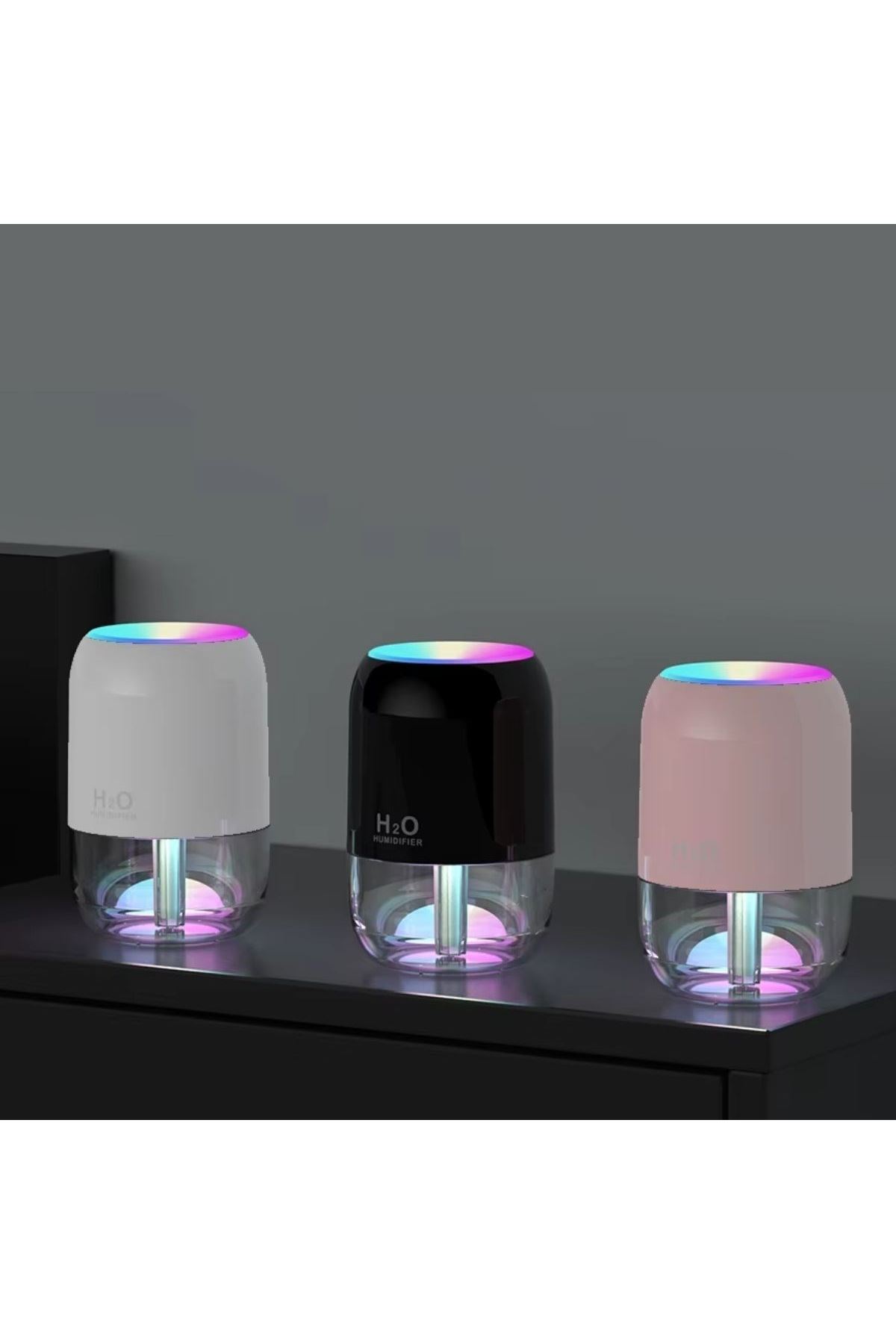 H2O Model Şeffaf Hazneli Hava Nemlendirici-Ultrasonik Soğuk Buhar Makinesi, LED Işıklı Masaüstü Oda Nemlendirici [TBL Dekor]