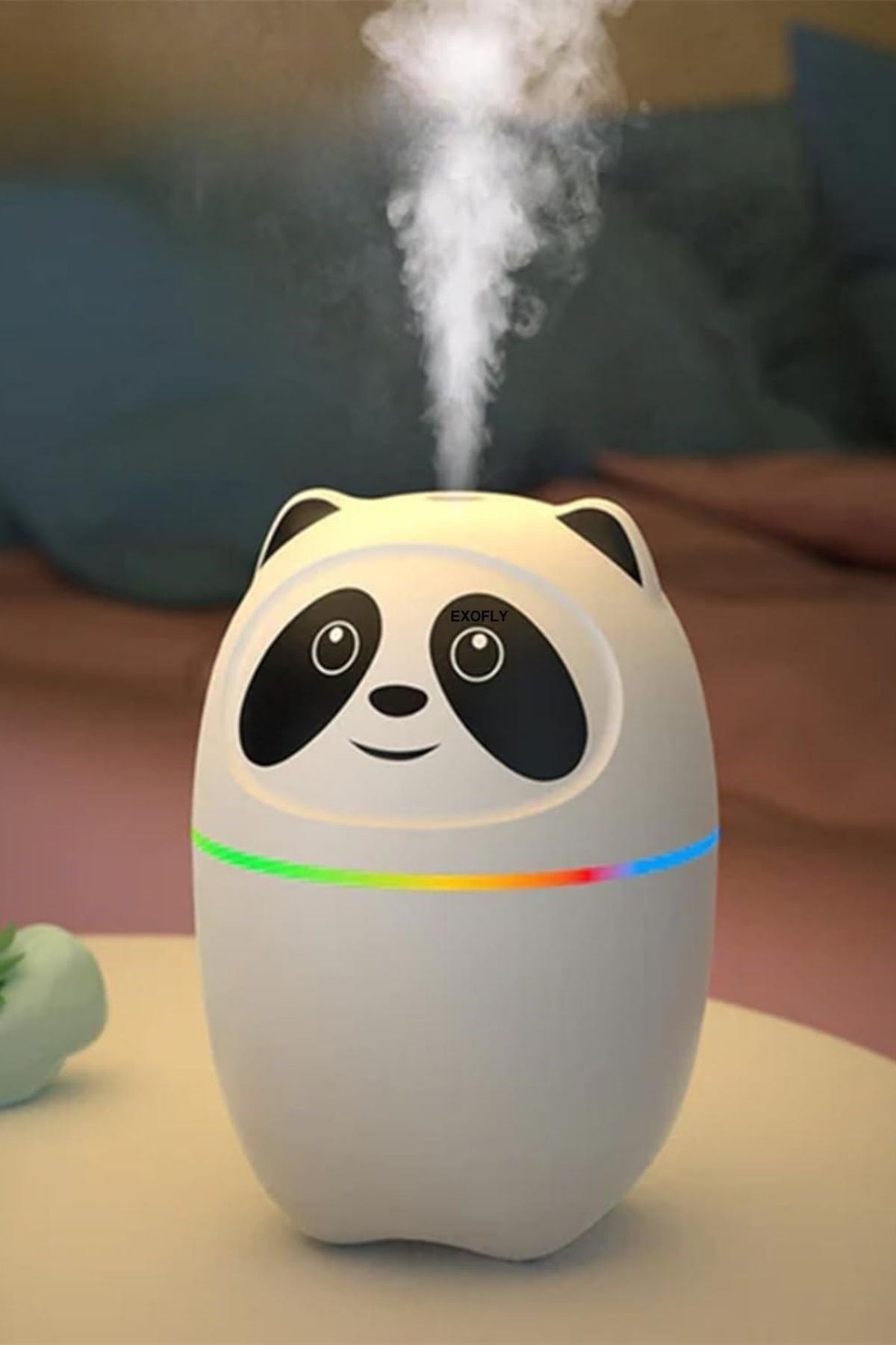 Sevimli Panda Figürlü Hava Nemlendirici – Ultrasonik Soğuk Buhar Makinesi, LED Işıklı Masaüstü Oda Nemlendirici