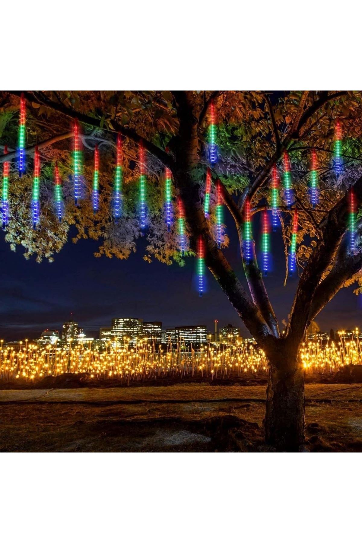 10'lu 45 CM Uzunluğunda Plastik Meteor 2m Kablo LED USB RGB Ağaç Işığı – Renk Değiştiren Asmalı Dekoratif Bahçe ve Dış Mekan Aydınlatması