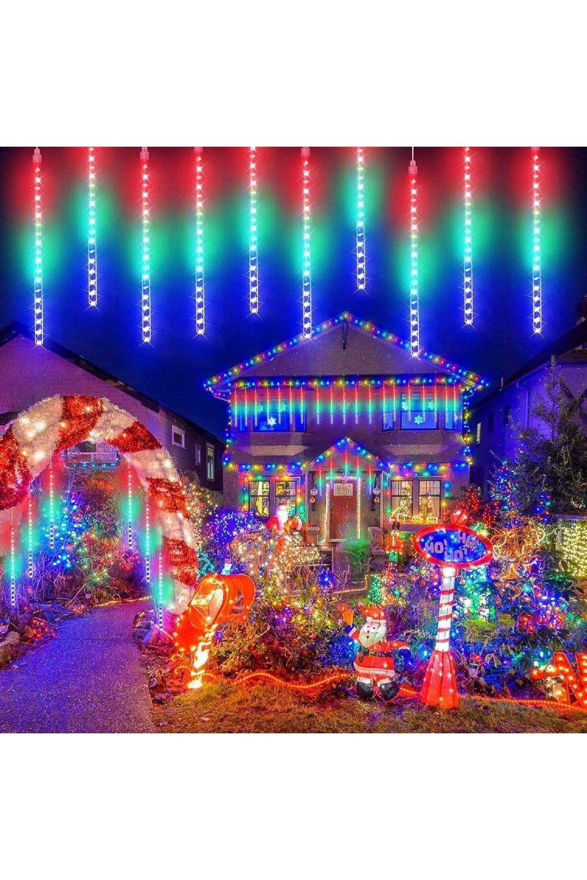 10'lu 45 CM Uzunluğunda Plastik Meteor 2m Kablo LED USB RGB Ağaç Işığı – Renk Değiştiren Asmalı Dekoratif Bahçe ve Dış Mekan Aydınlatması