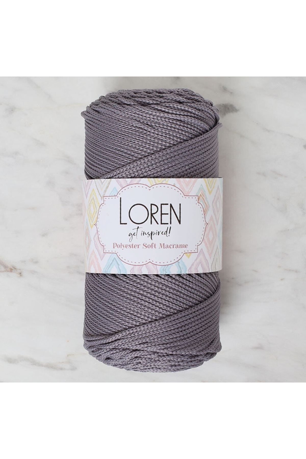 Loren Polyester Soft Macrame Gri El Örgü İpi - LM050 - 34448