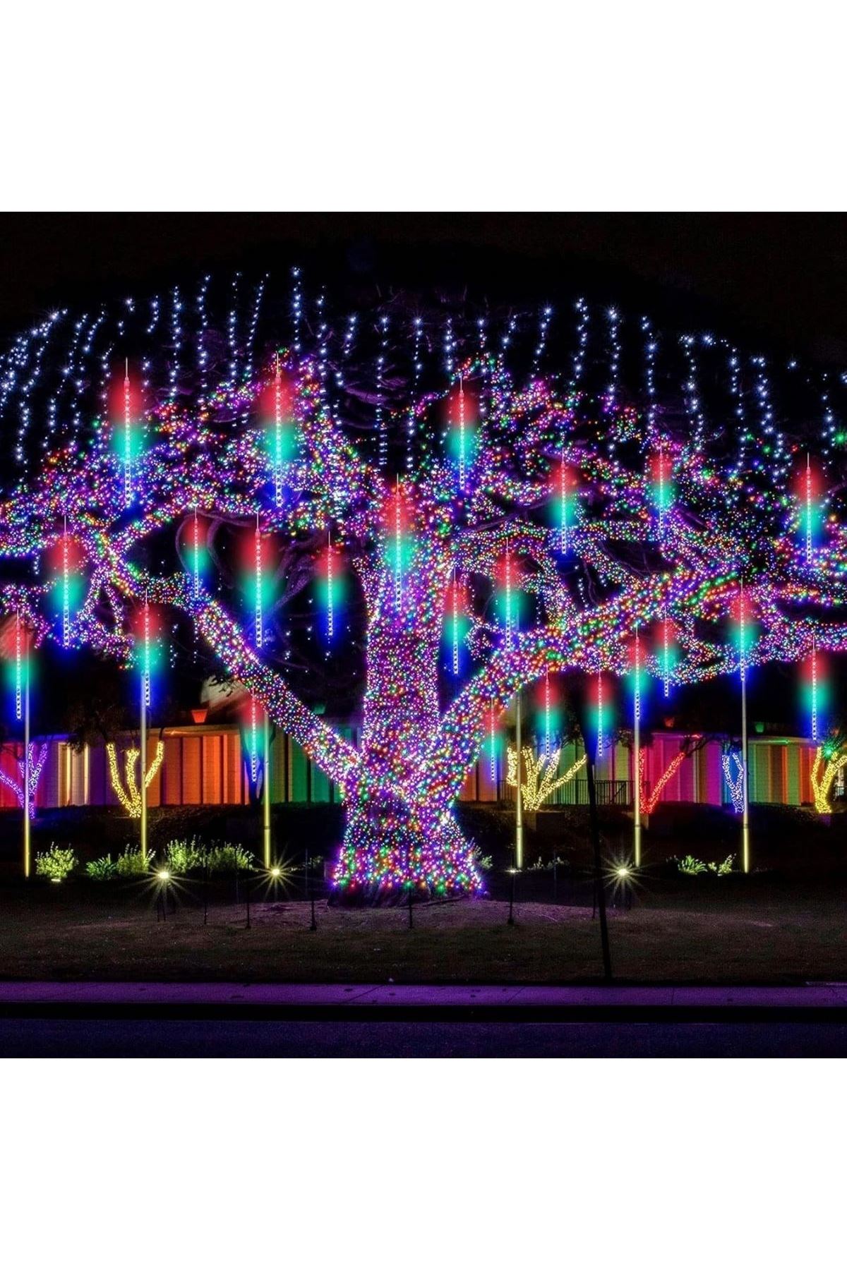 10'lu 45 CM Uzunluğunda Plastik Meteor 2m Kablo LED USB RGB Ağaç Işığı – Renk Değiştiren Asmalı Dekoratif Bahçe ve Dış Mekan Aydınlatması