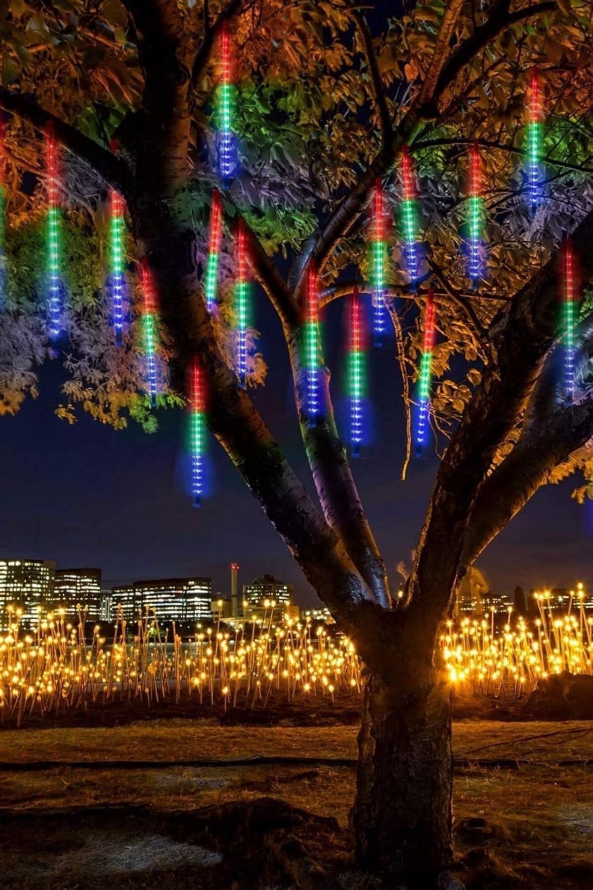 10'lu 45 CM Uzunluğunda Plastik Meteor 2m Kablo LED USB RGB Ağaç Işığı – Renk Değiştiren Asmalı Dekoratif Bahçe ve Dış Mekan Aydınlatması