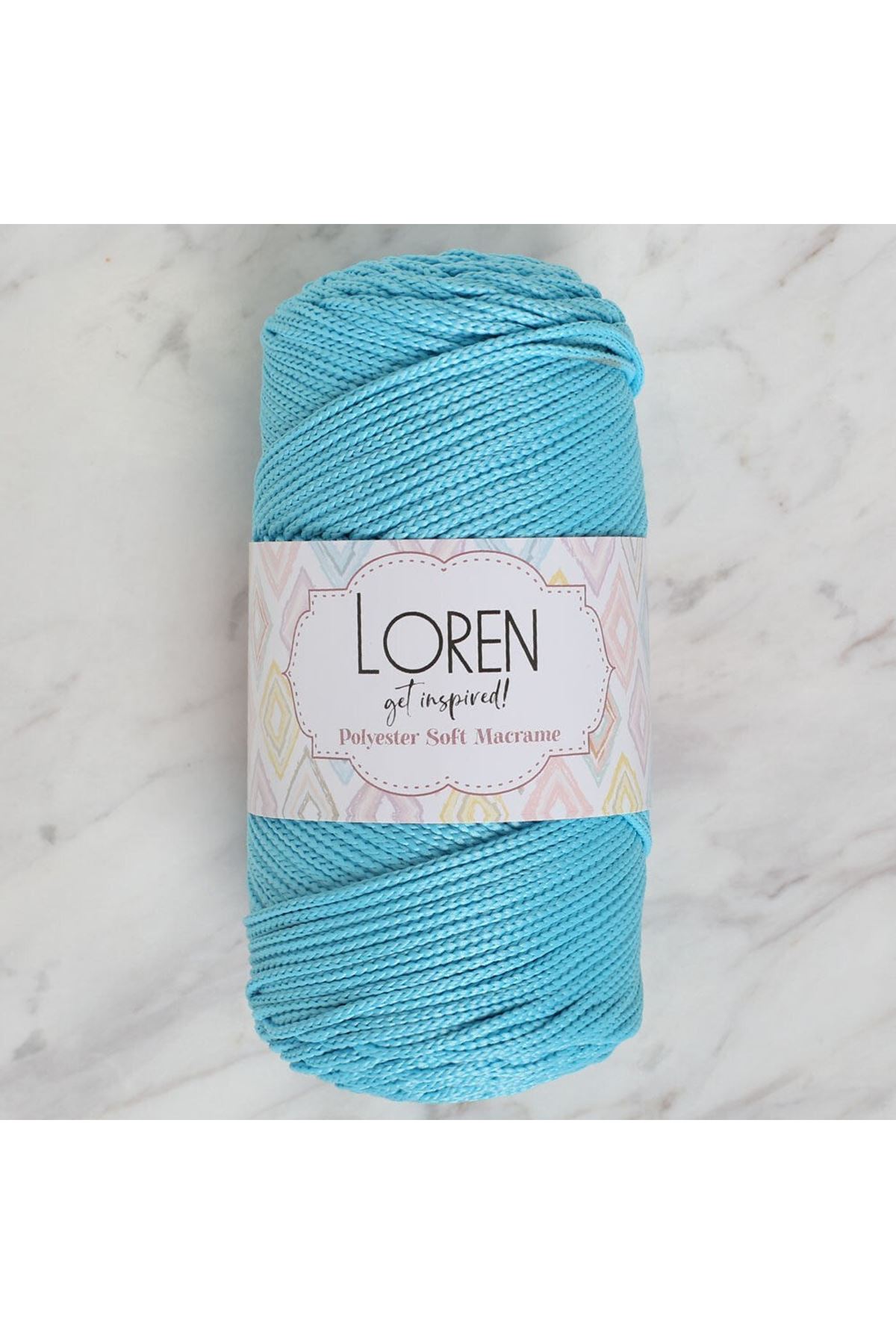 Loren Polyester Soft Macrame Turkuaz El Örgü İpi - LM045 - 34447