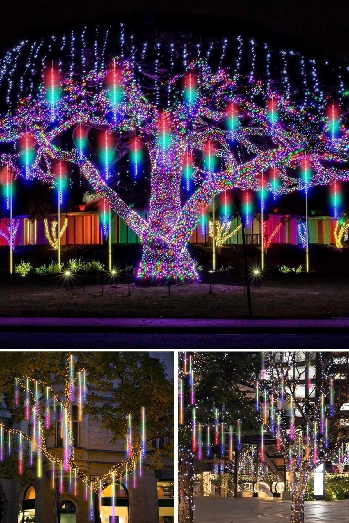 10'lu 45 CM Uzunluğunda Plastik Meteor 2m Kablo LED USB RGB Ağaç Işığı – Renk Değiştiren Asmalı Dekoratif Bahçe ve Dış Mekan Aydınlatması