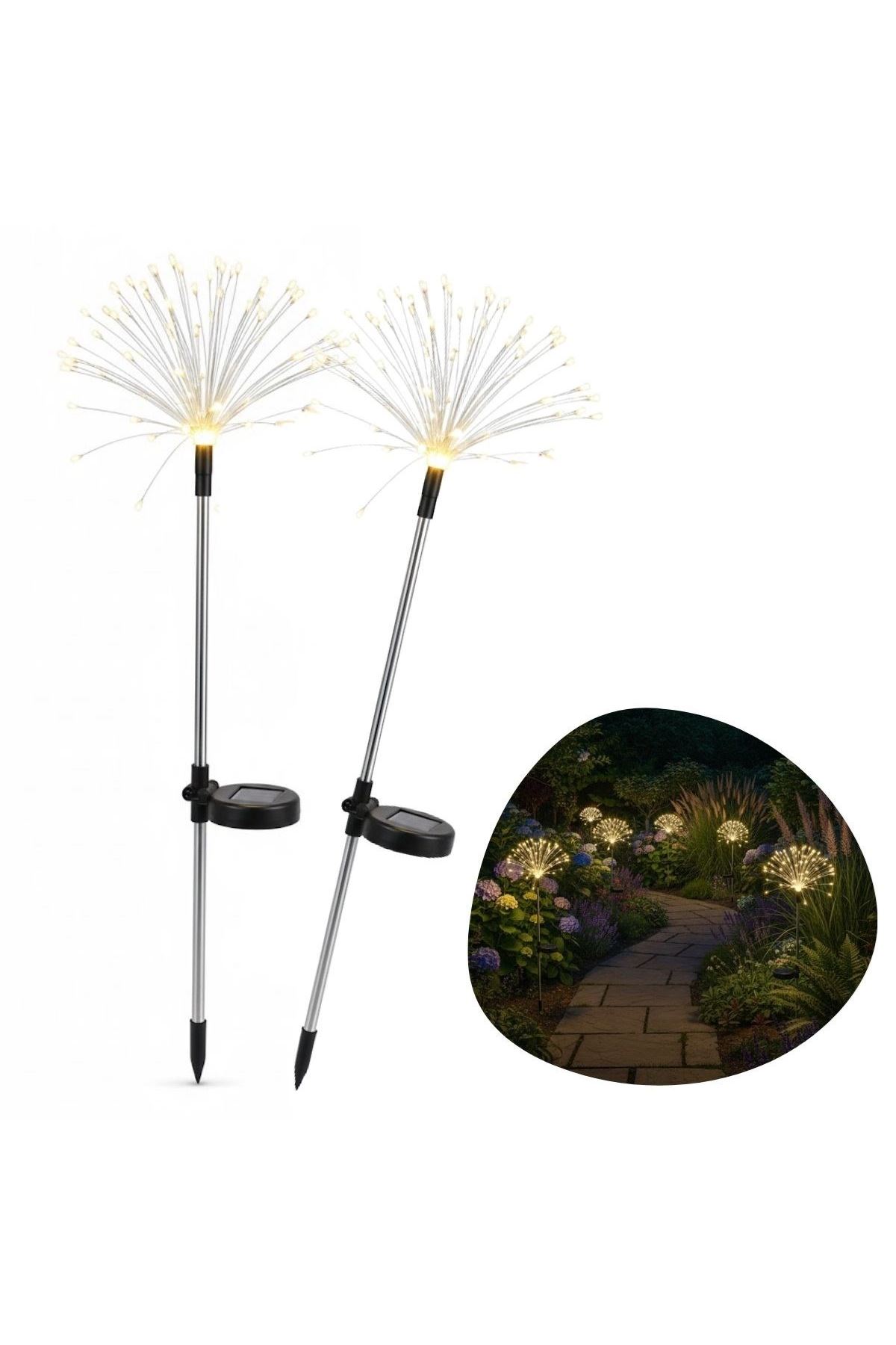 2 Adet Saçak Model Solar Bahçe Lambası – Güneş Enerjili LED Dış Mekan Aydınlatma, Otomatik Sensörlü Dekoratif Işık