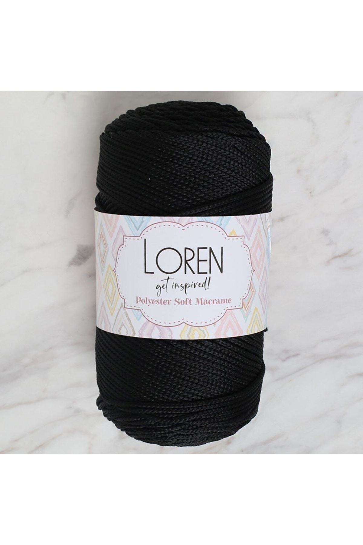 Loren Polyester Soft Macrame Siyah El Örgü İpi - LM040 - 34445