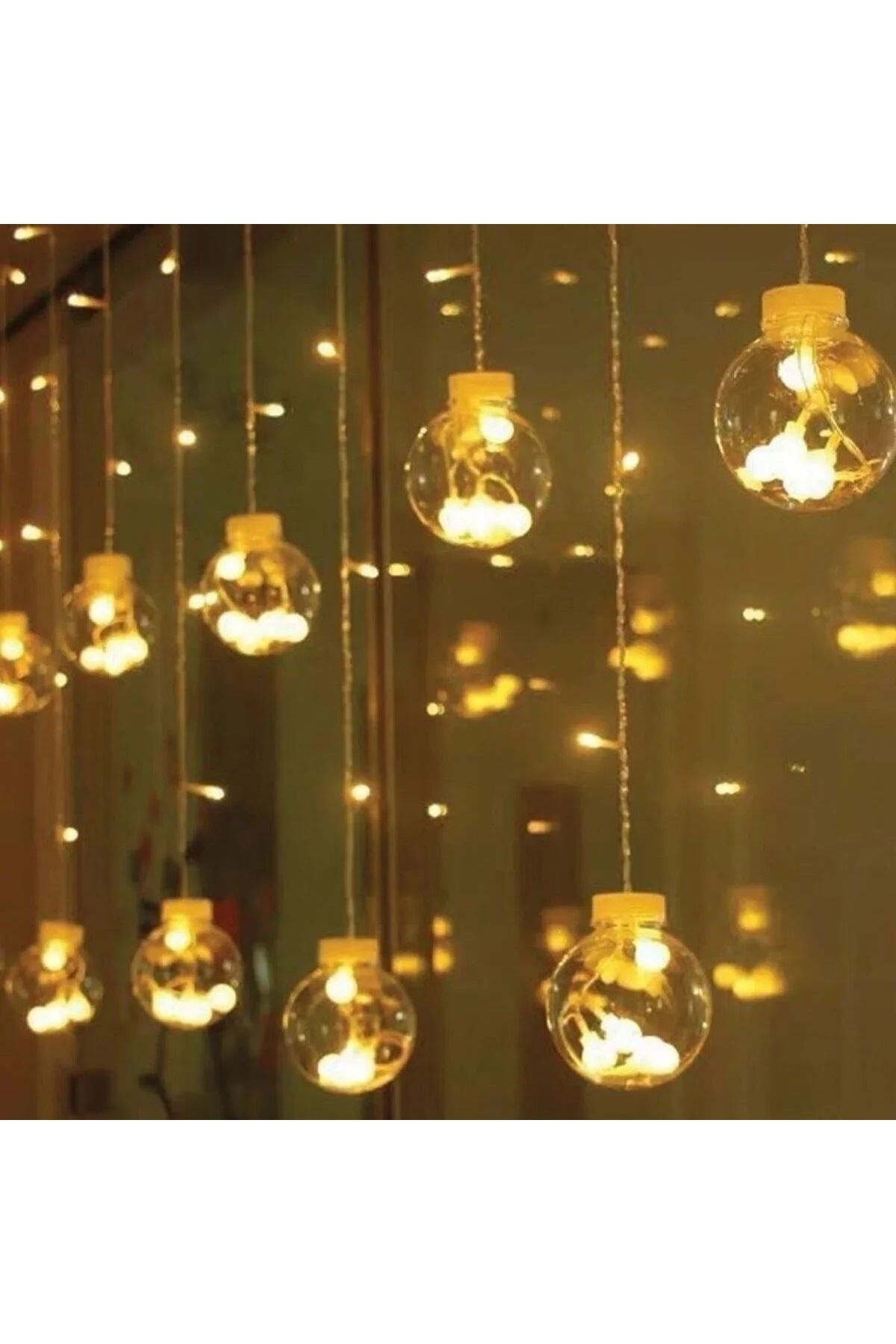 10 Sarkıtlı Kumandalı Dekoratif Top İçi Mini Toplu LED Günışığı Rengi Dekoratif Aydınlatma