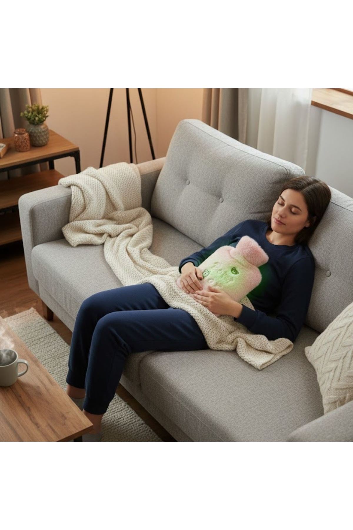 Işıklı Ayıcıklı Figürlü Pembe Peluş Sıcak Su Torbası 1 Lt – Yumuşak Kılıf, Uzun Süre Sıcak Tutan Termal Su Torbası