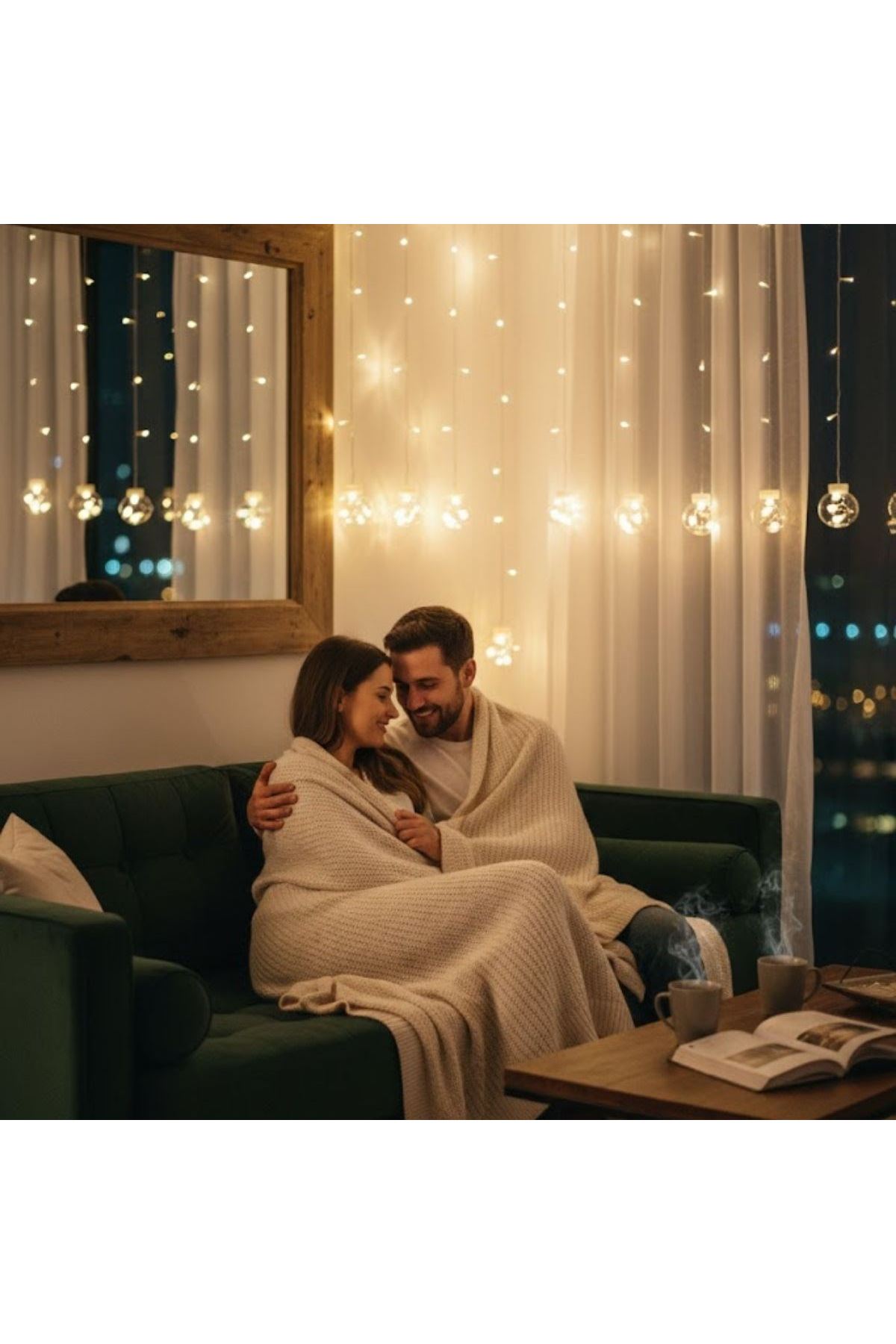 10 Sarkıtlı Kumandalı Dekoratif Top İçi Mini Toplu LED Günışığı Rengi Dekoratif Aydınlatma