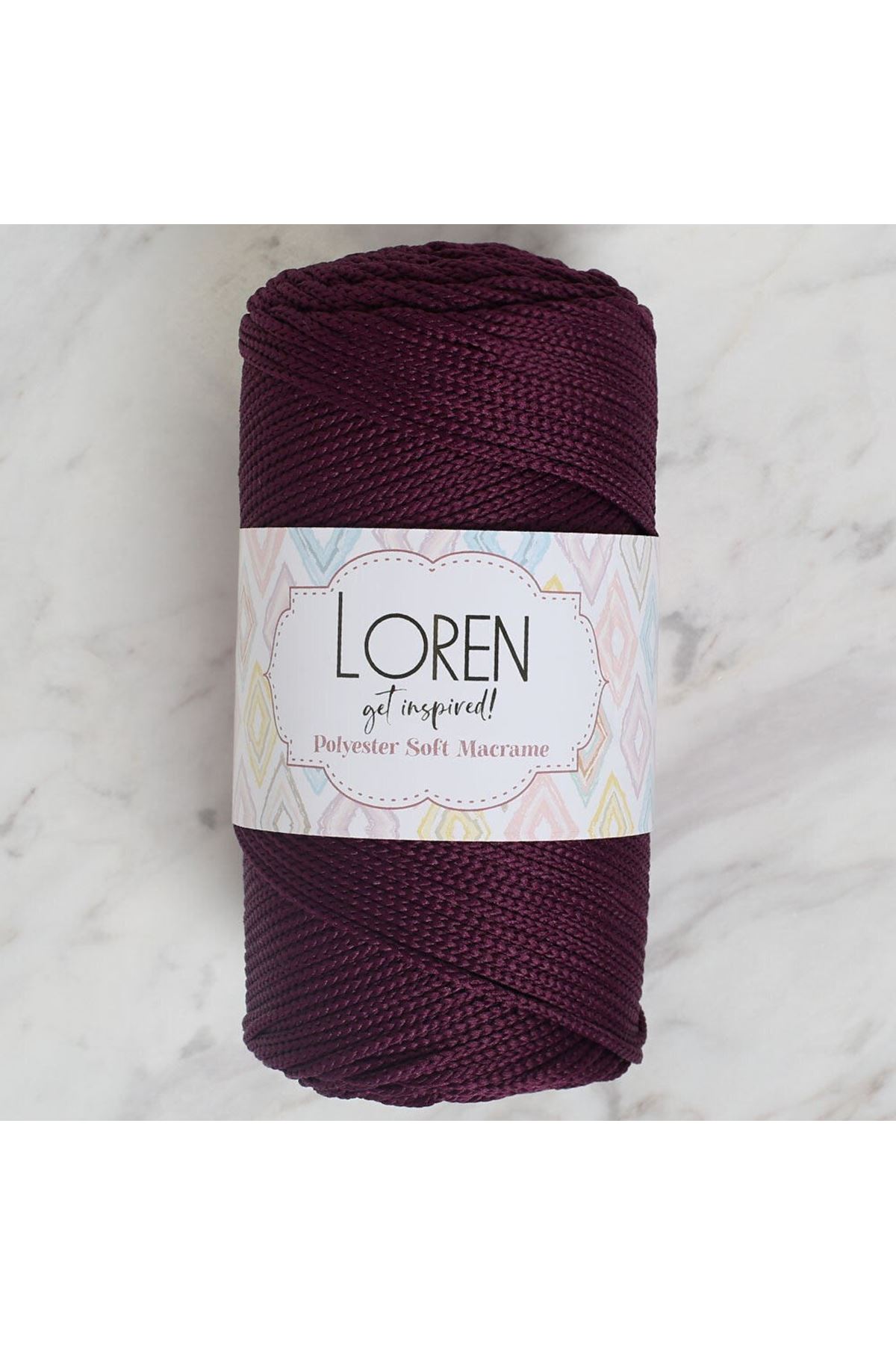 Loren Polyester Soft Macrame Patlıcan Moru El Örgü İpi - LM038 - 34443