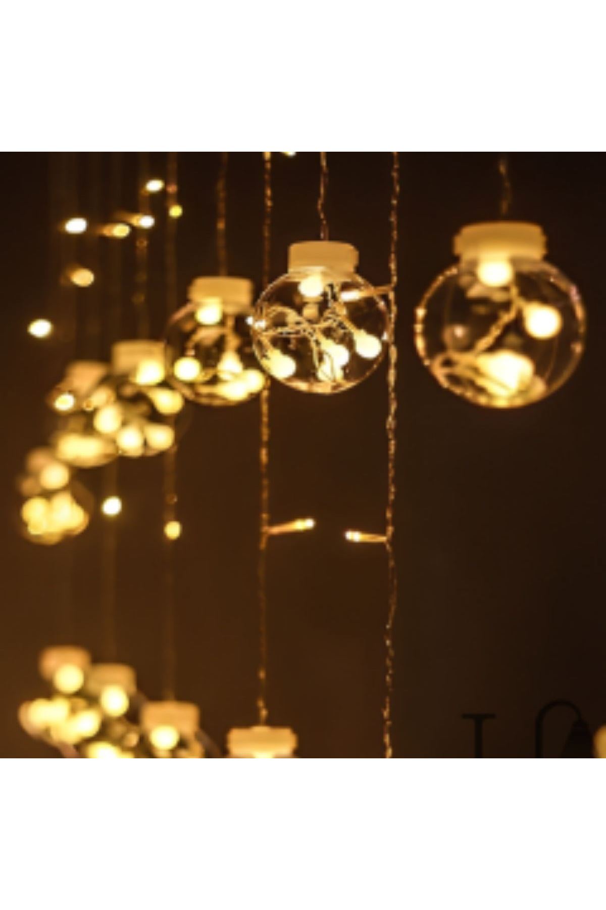 10 Sarkıtlı Kumandalı Dekoratif Top İçi Mini Toplu LED Günışığı Rengi Dekoratif Aydınlatma