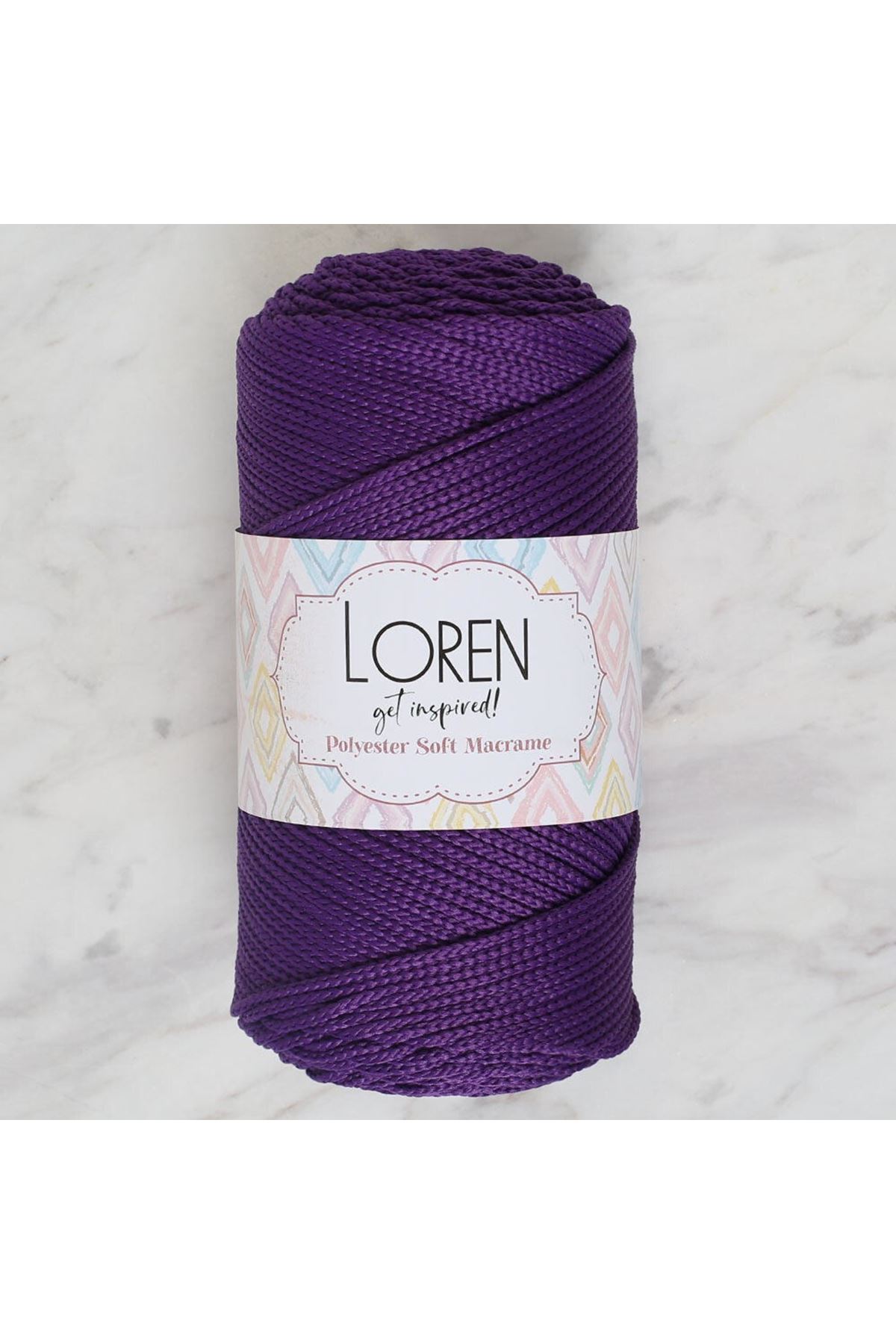 Loren Polyester Soft Macrame Koyu Mor El Örgü İpi - LM037 - 34442