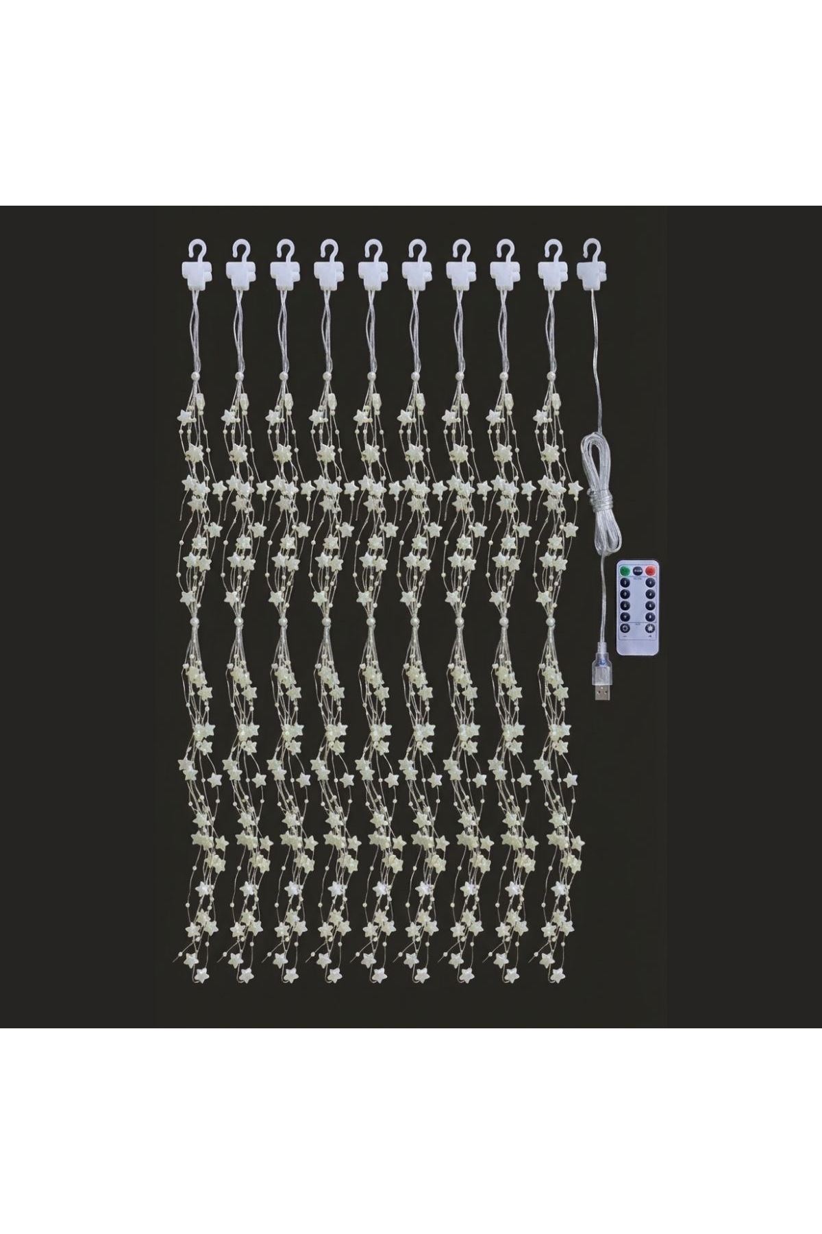 Saçaklı 3*3 Metre Yıldız Boncuklu Dekor Led USB Ev, Oda ve Organizasyon Dekoru hakkında ürün açıklaması