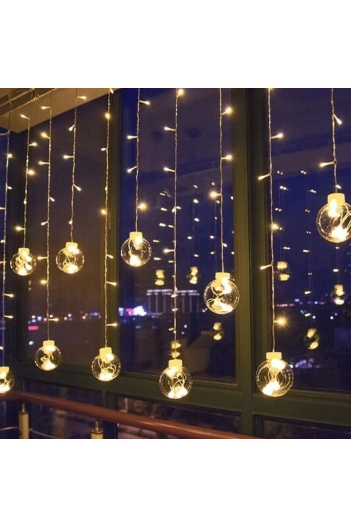 10 Sarkıtlı Kumandalı Dekoratif Top İçi Mini Toplu LED Günışığı Rengi Dekoratif Aydınlatma