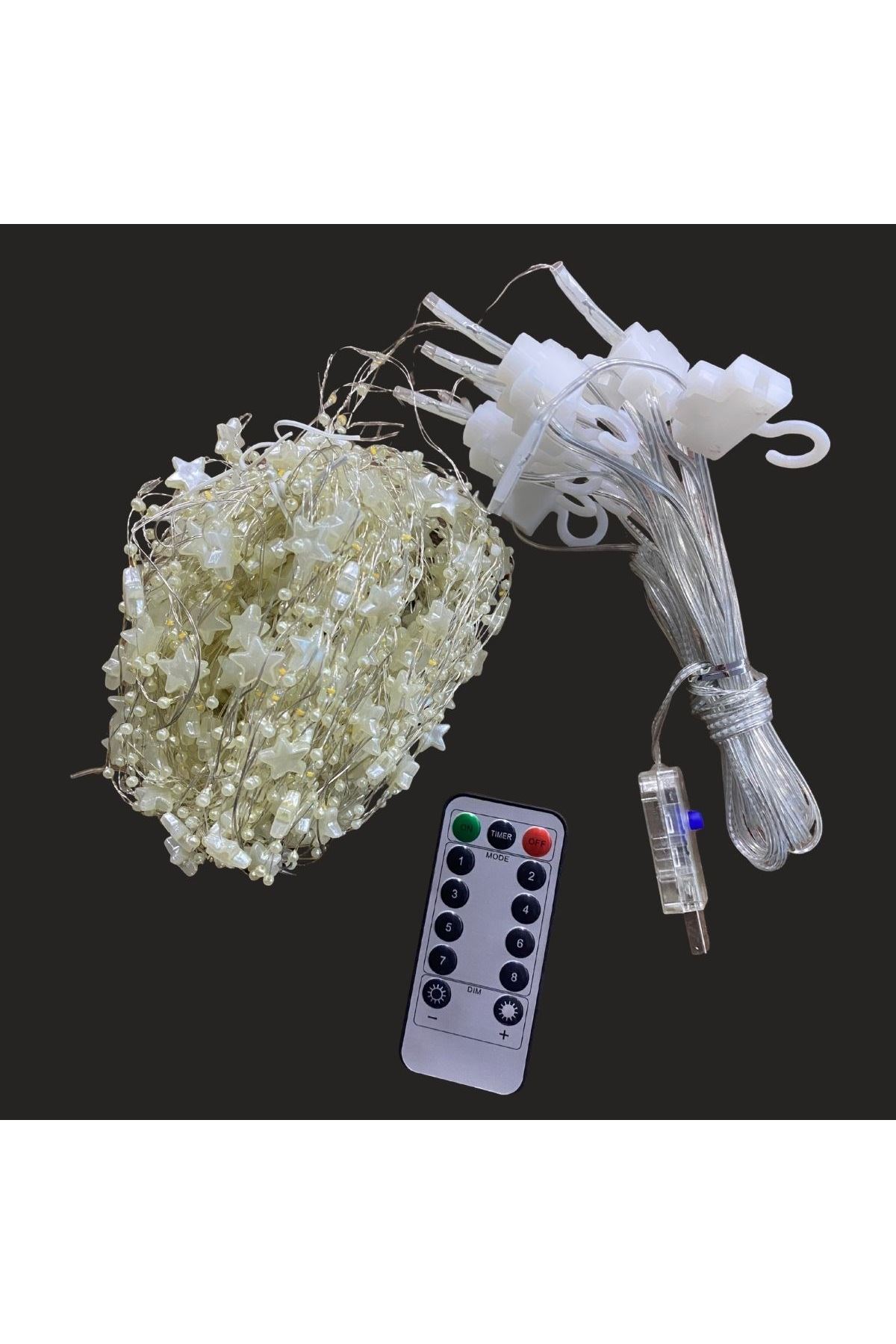 Saçaklı 3*3 Metre Yıldız Boncuklu Dekor Led USB Ev, Oda ve Organizasyon Dekoru hakkında ürün açıklaması